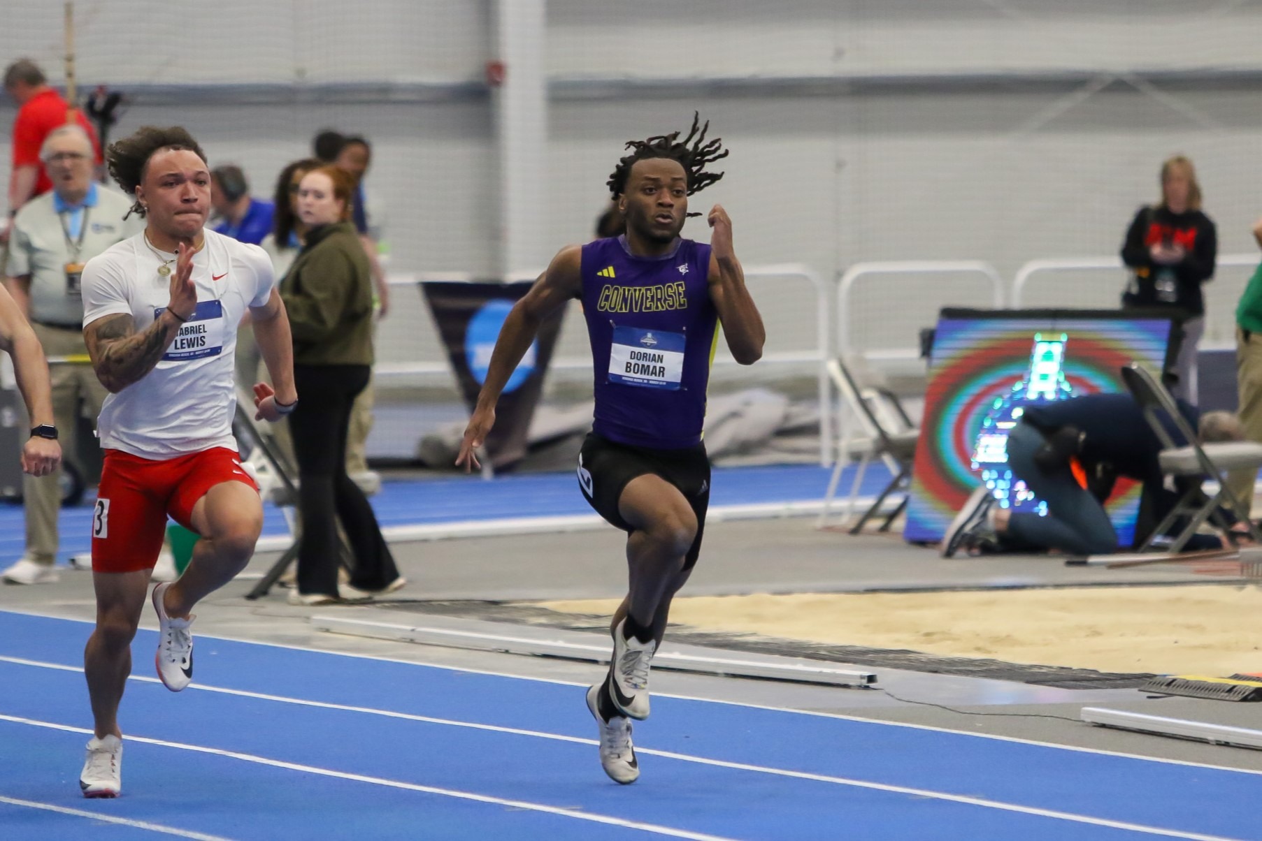 Dorian Bomar runs during the prelims of the 2026 Indoor National Championships