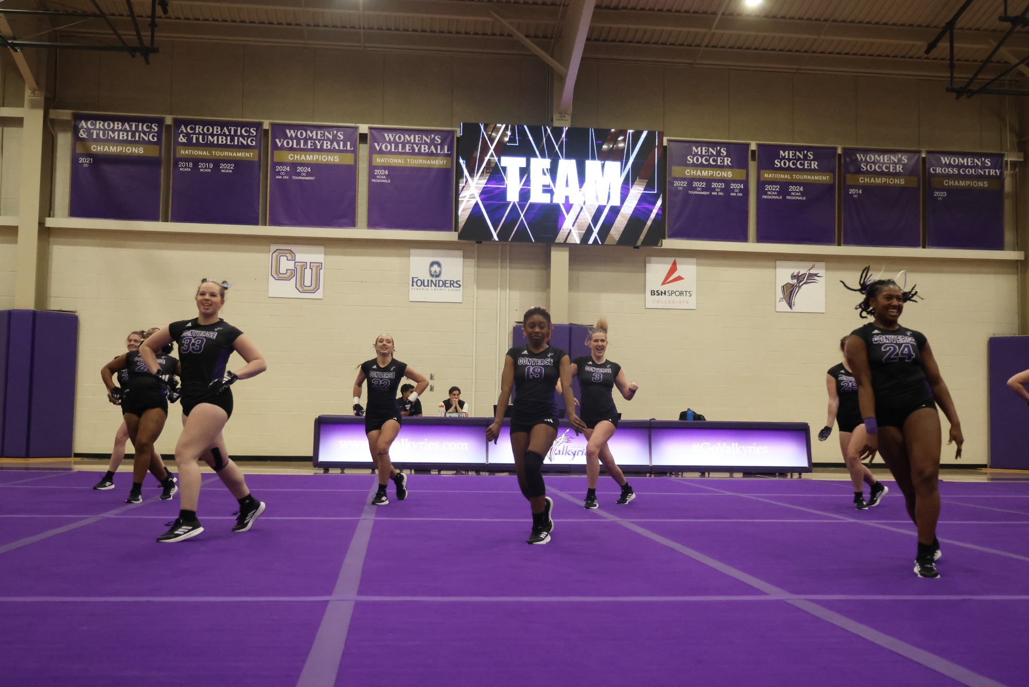Several acrobatics & tumbling athletes break it down during team event