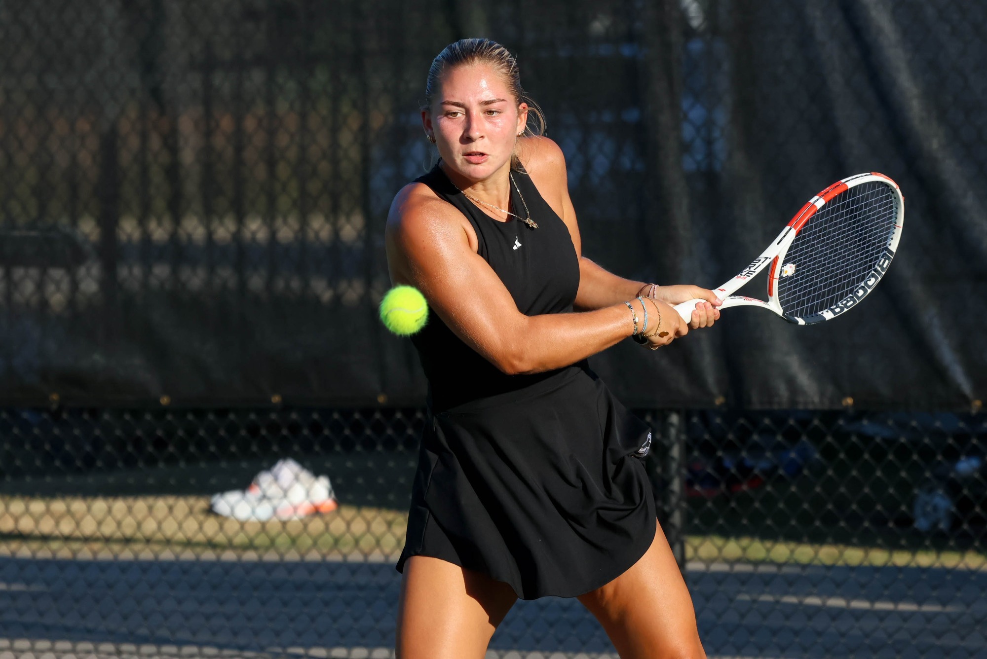 Ellie Luppino prepares to return the ball against Newberry