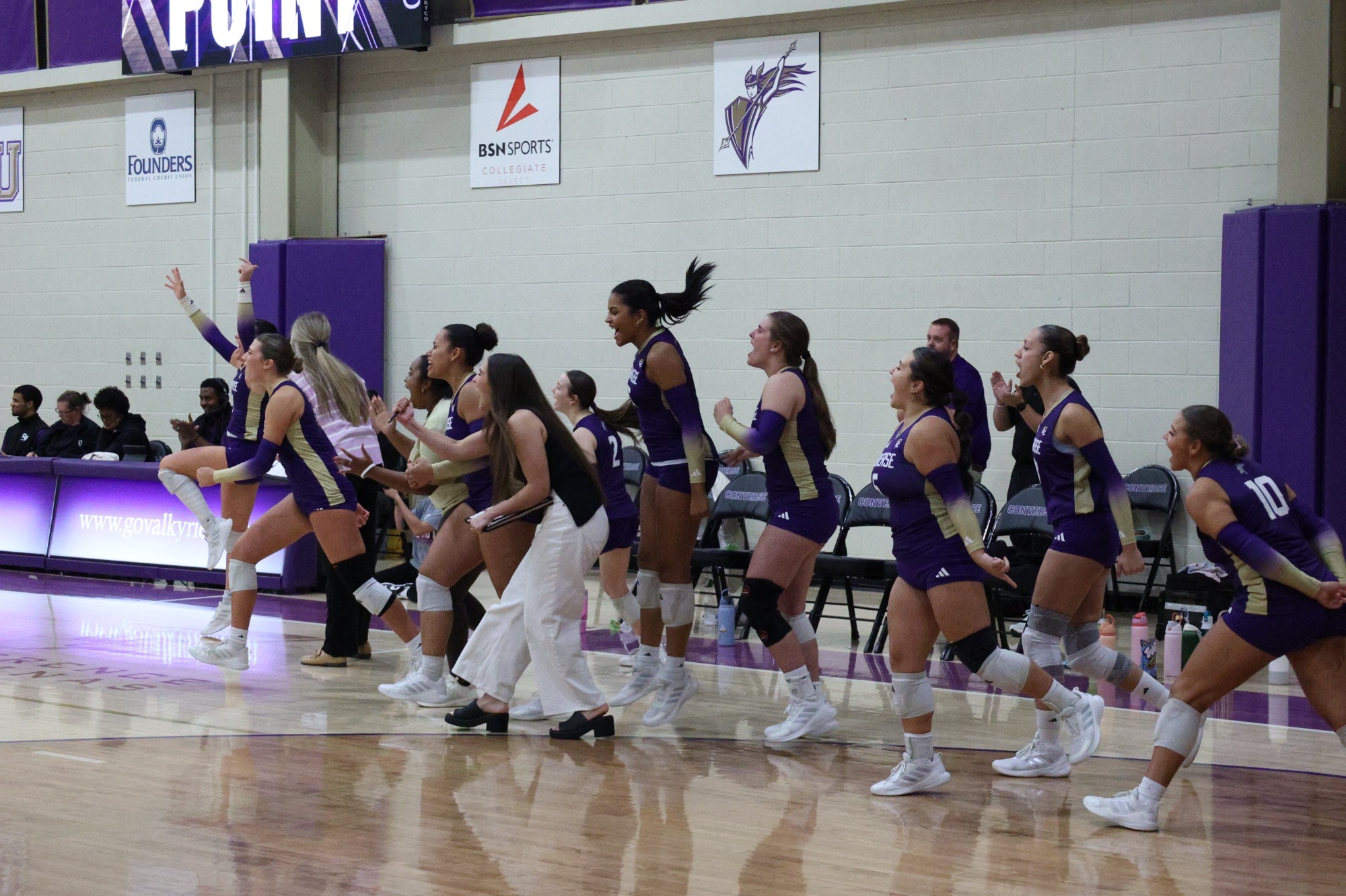 2026 Volleyball win celebration vs UNCP