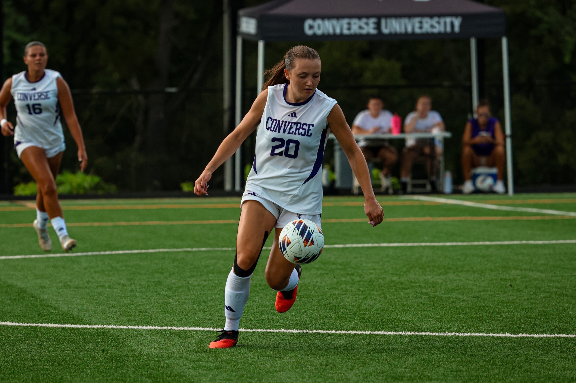 Charlie Morgan controls the ball around midfield at Weisiger Stadium