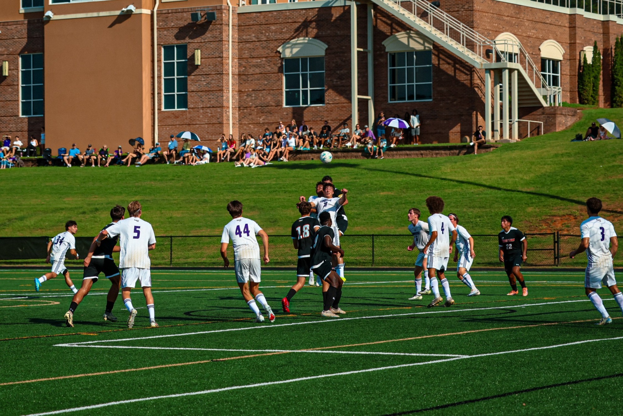 The Valkyries attempt to score off of a corner kick