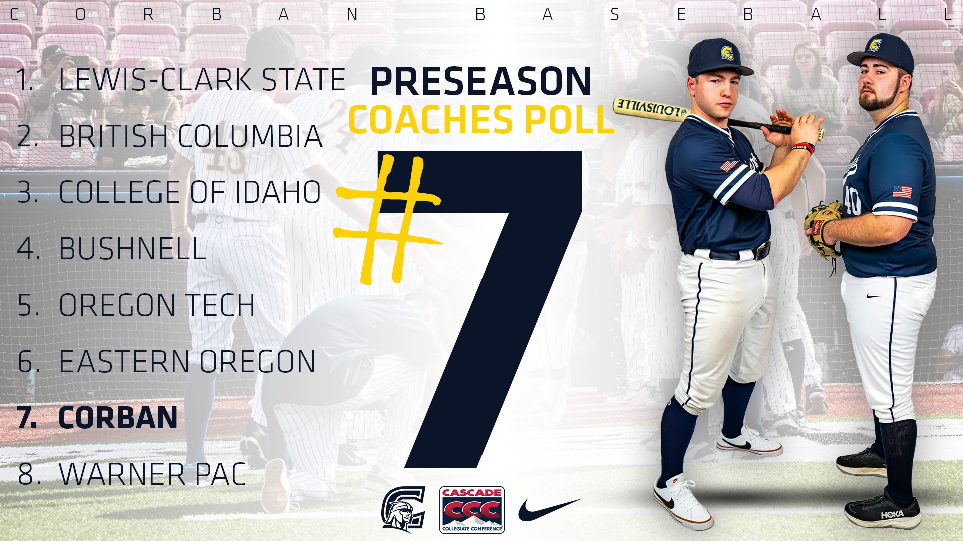 2027 CCC BSB Coaches' Preseason Poll (10.28.26)