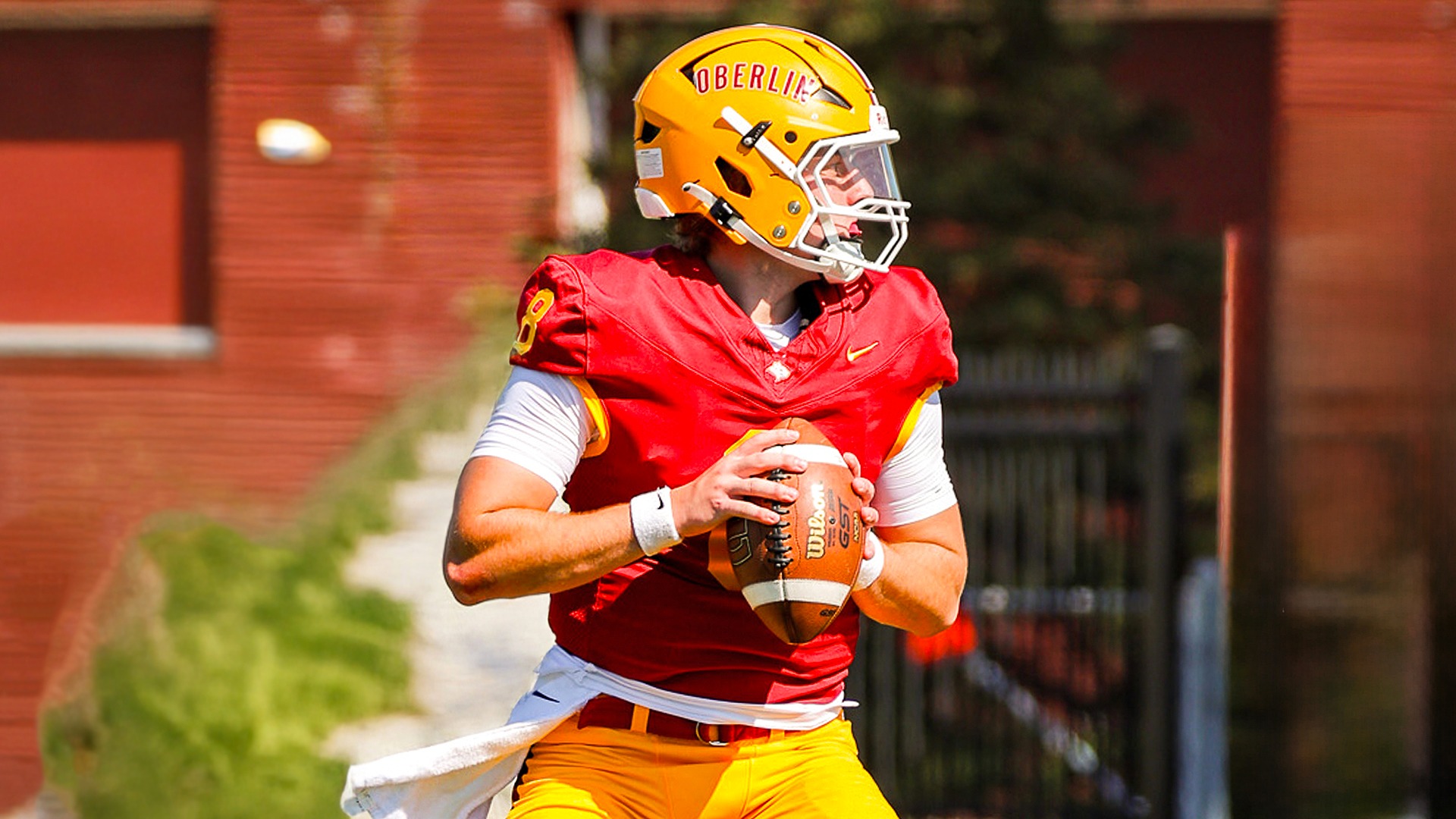 Drew Nye looking to pass the ball