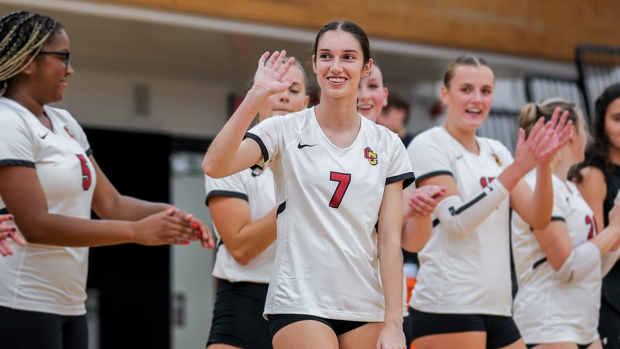 Brylie Peters waving during a game