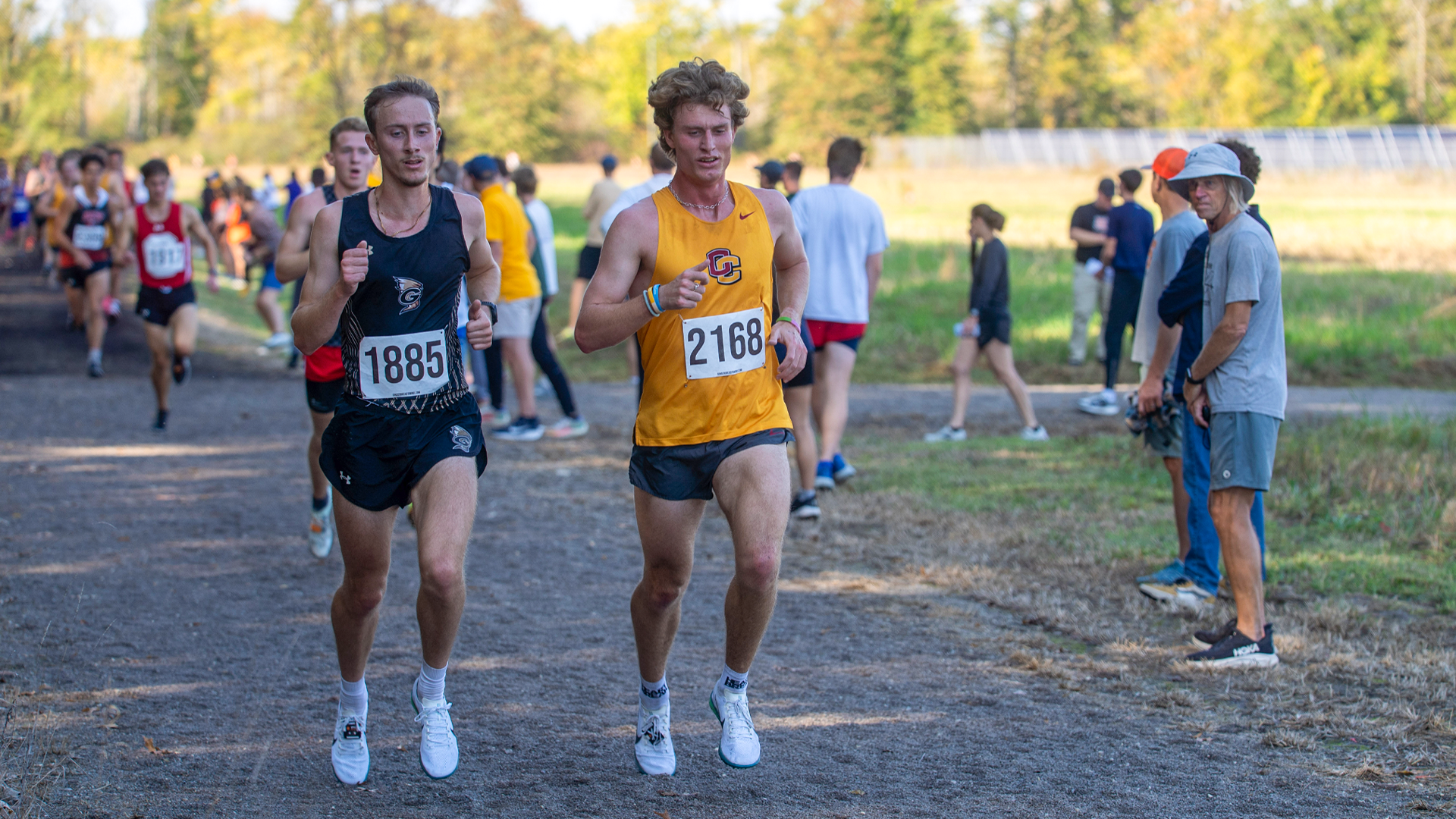 Liam Newman running on the gravel path