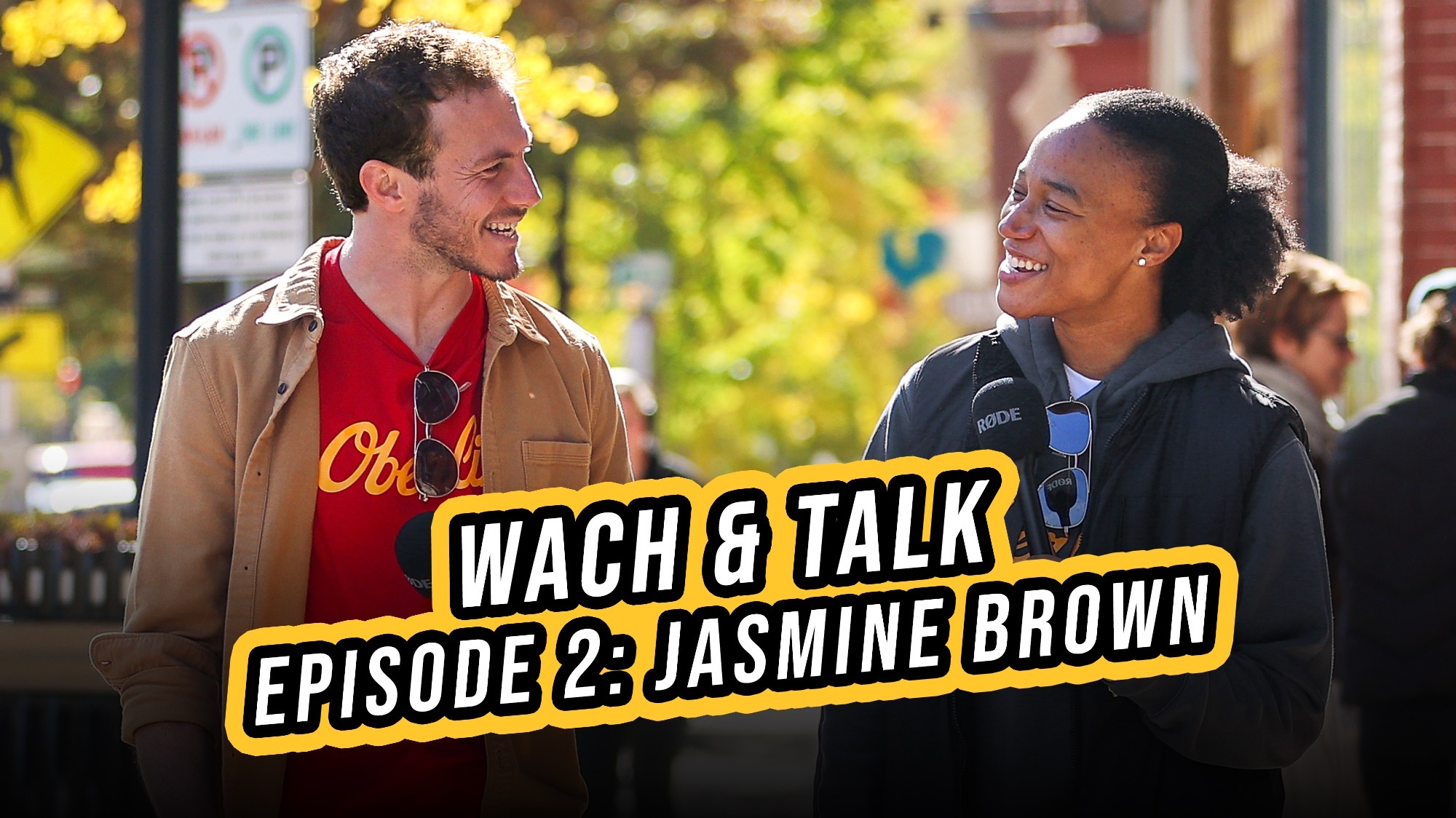 Ben Wach and Jasmine Brown Smiling with Wach & Talk Title