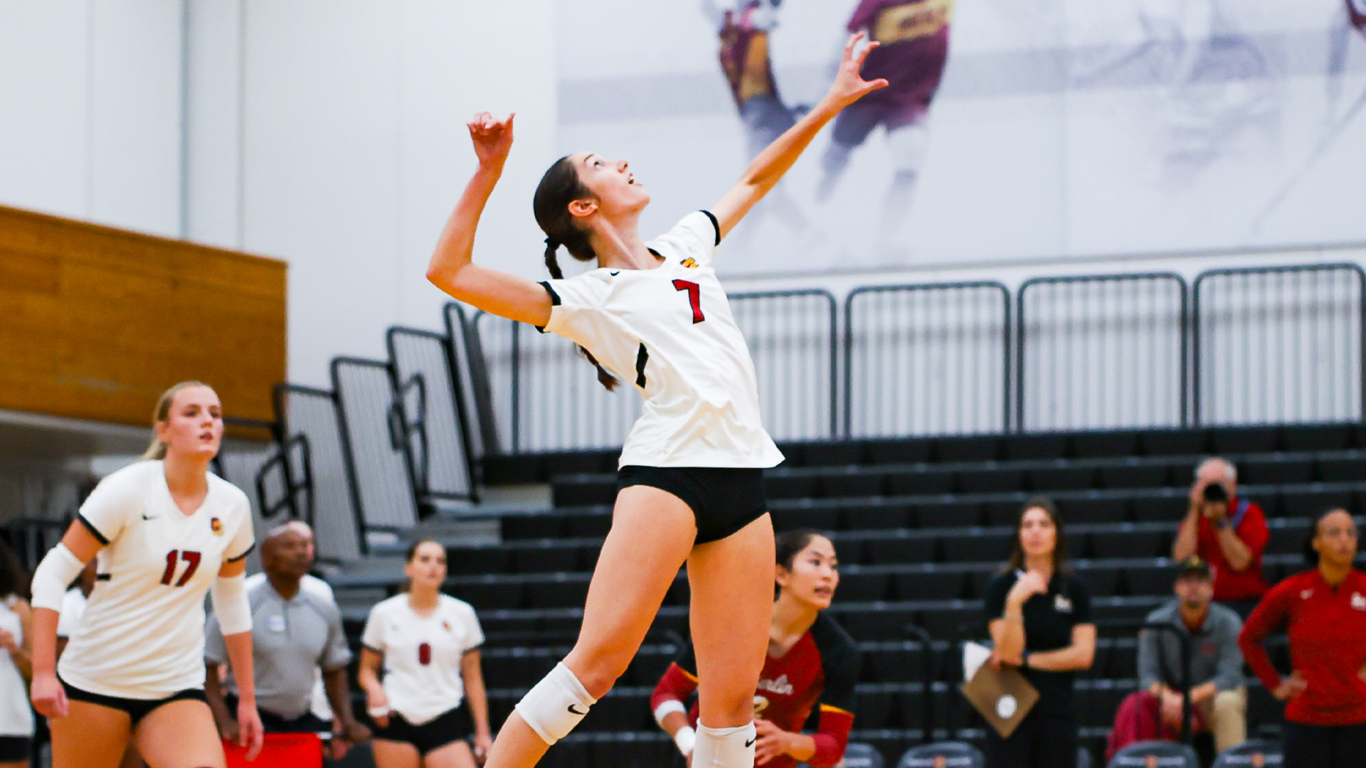 Brylie Peters jumping to attack the ball