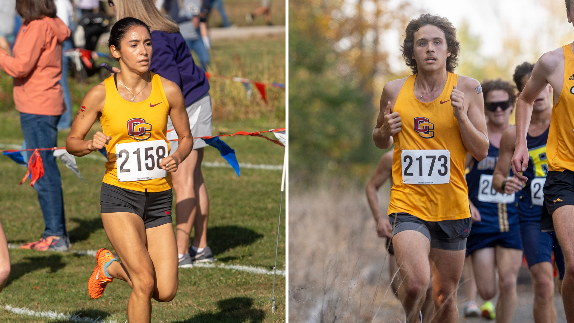 Samantha Soto running on left, Greydan Villano running on right