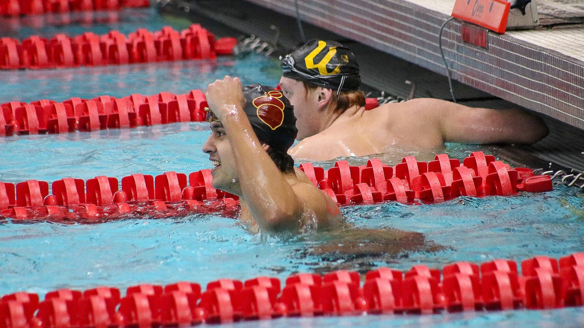 Miguel Siwady cheering in the pool
