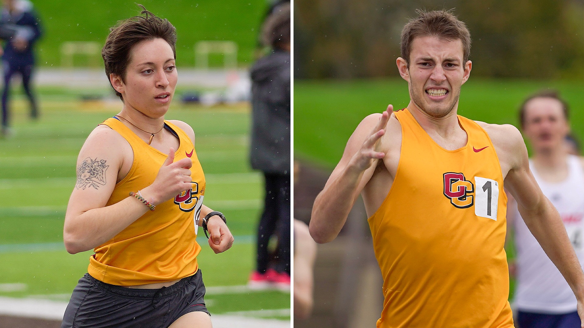 Sage Serraino running on left, Treyce Wood sprinting on right