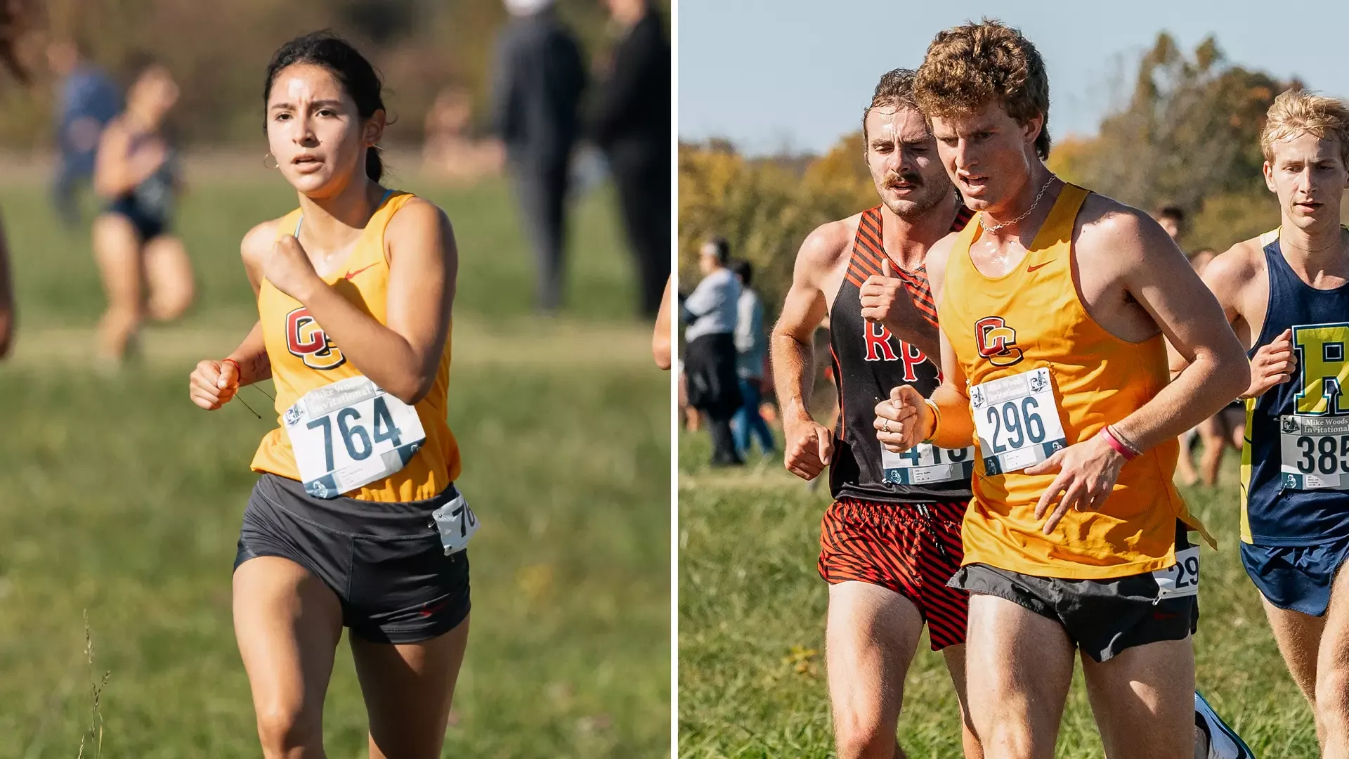Samantha Soto running on left, Liam Newman running on right
