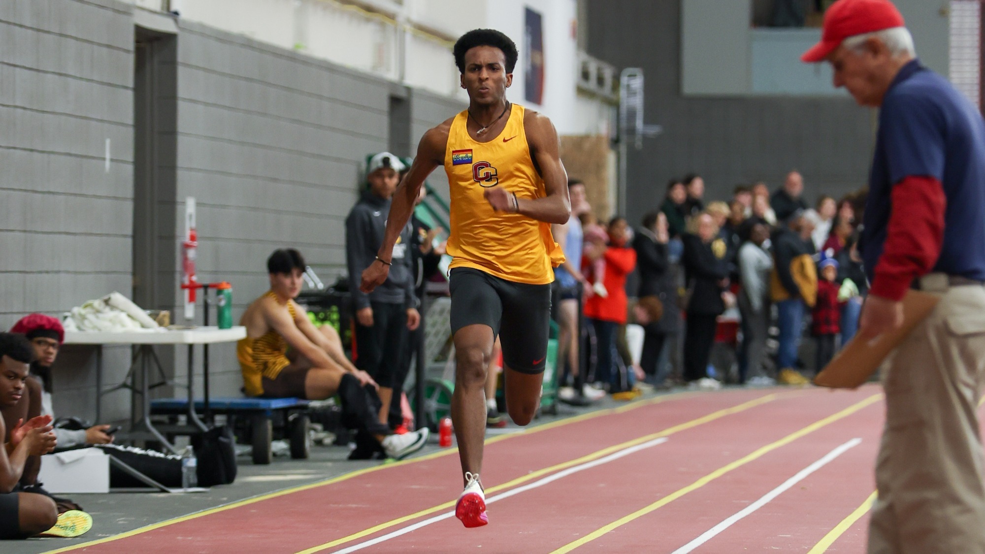 Namu Makatiani sprinting to the triple jump board