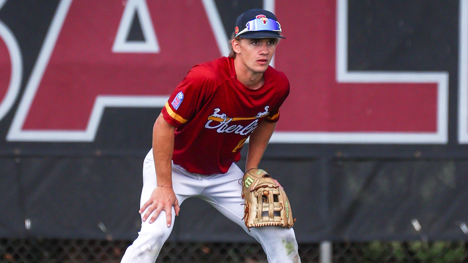 Patrick Leonard ready in the outfield