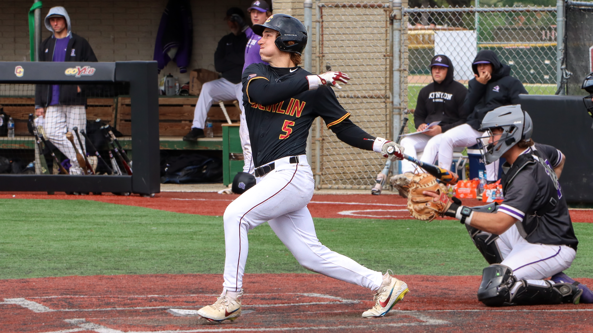 Brady Groves hitting a ball into the outfield