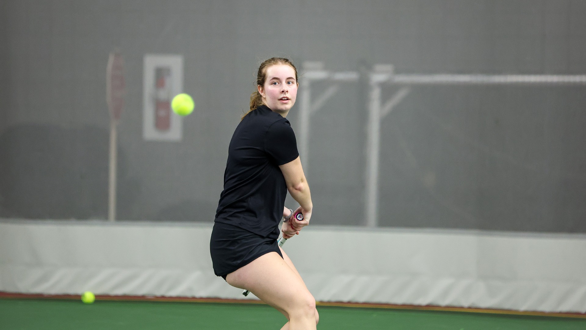 Rachel Allen preparing to hit the ball