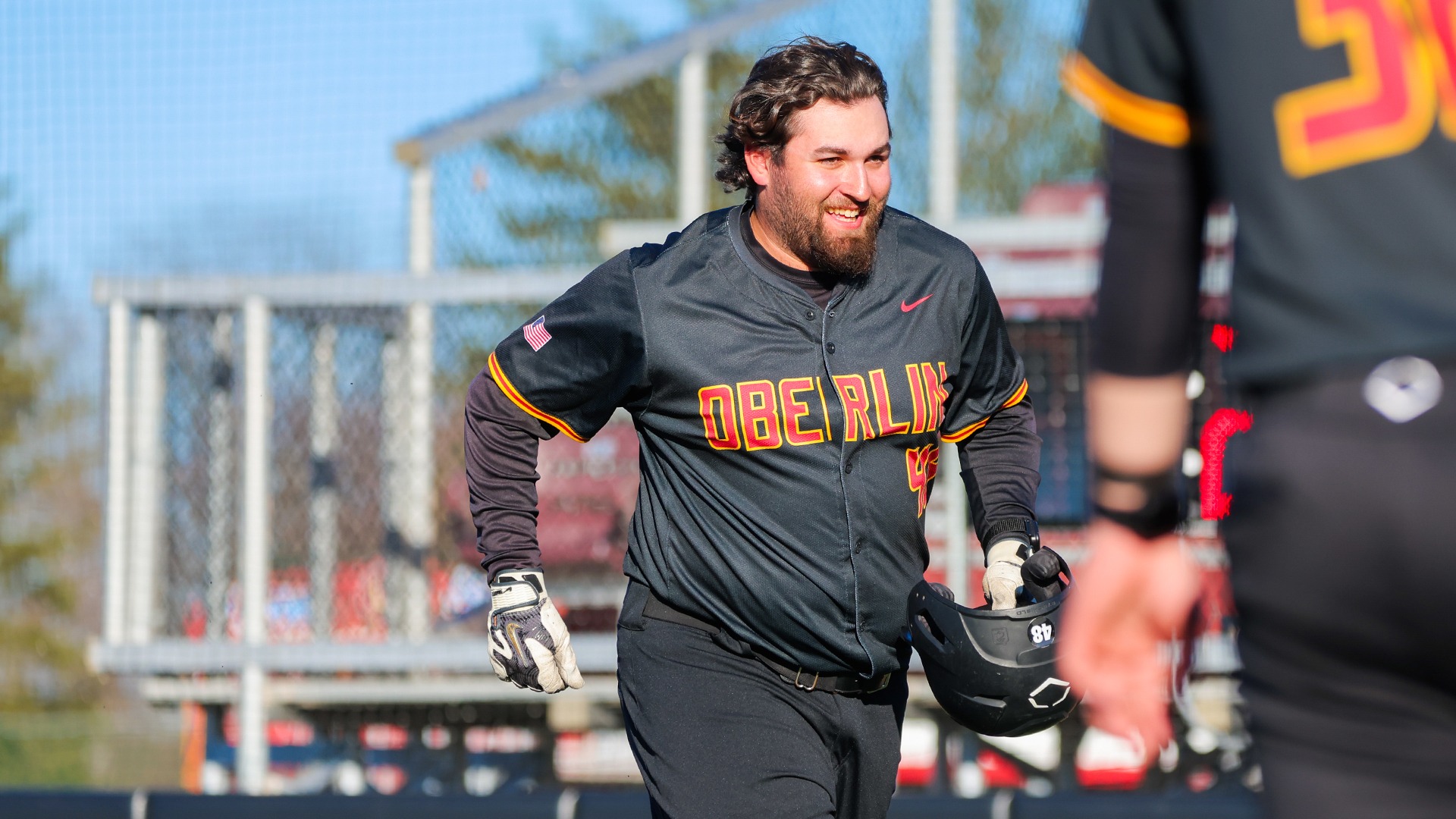 Kyle Baxt returning to dugout after hitting a home run
