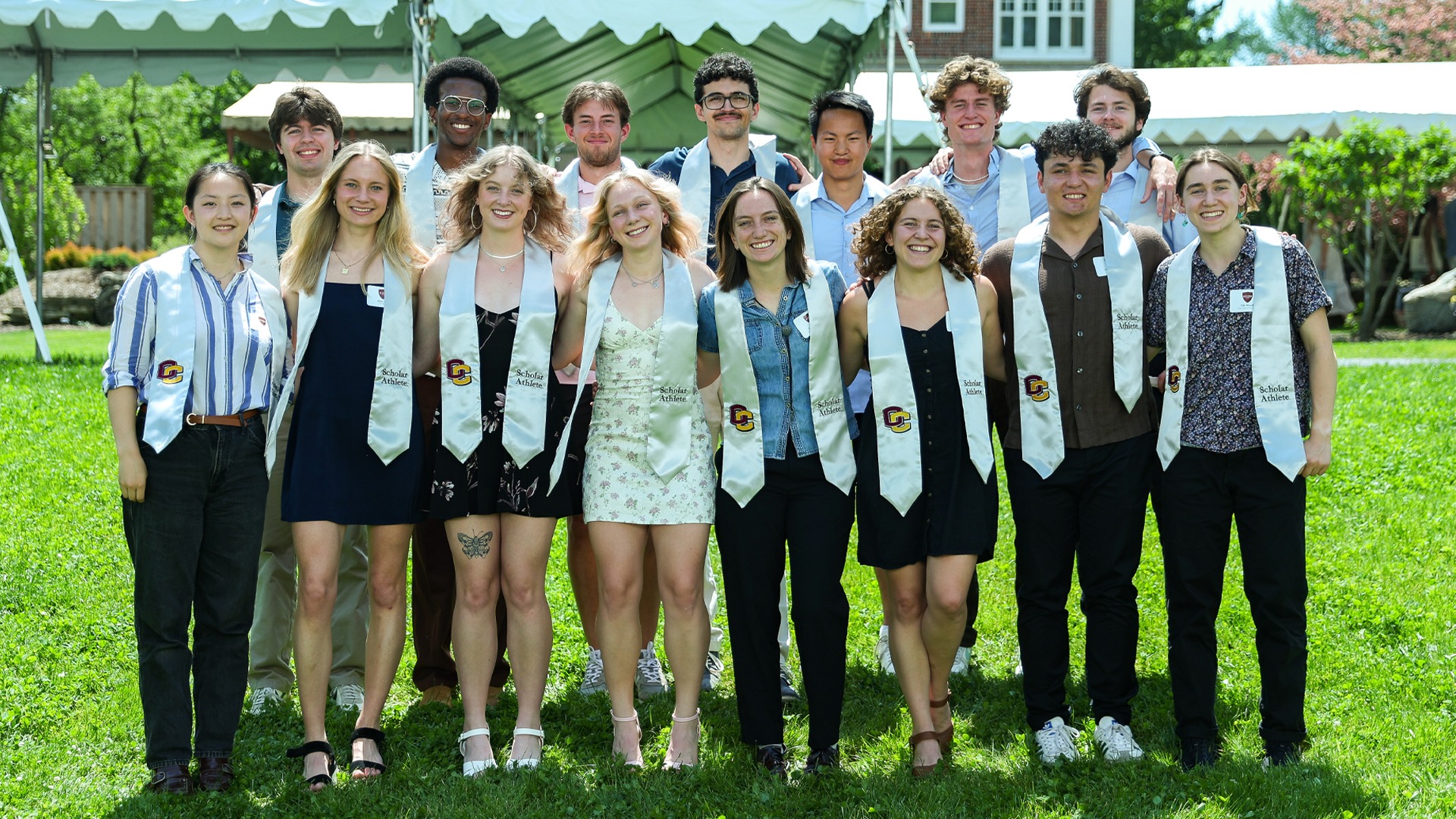 Track and Field Seniors Smiling During Senior Stole Ceremony