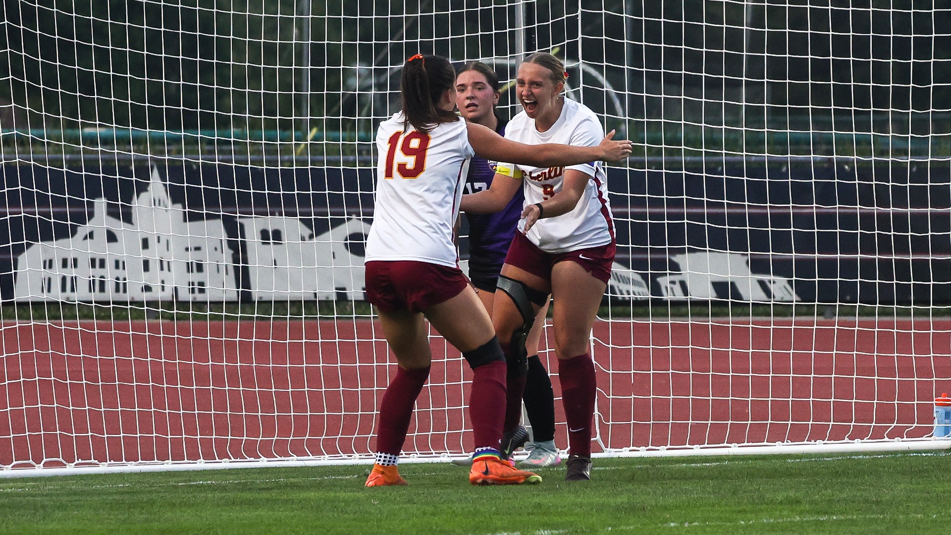 Audrey Benson celebrates after scoring her first collegiate goal