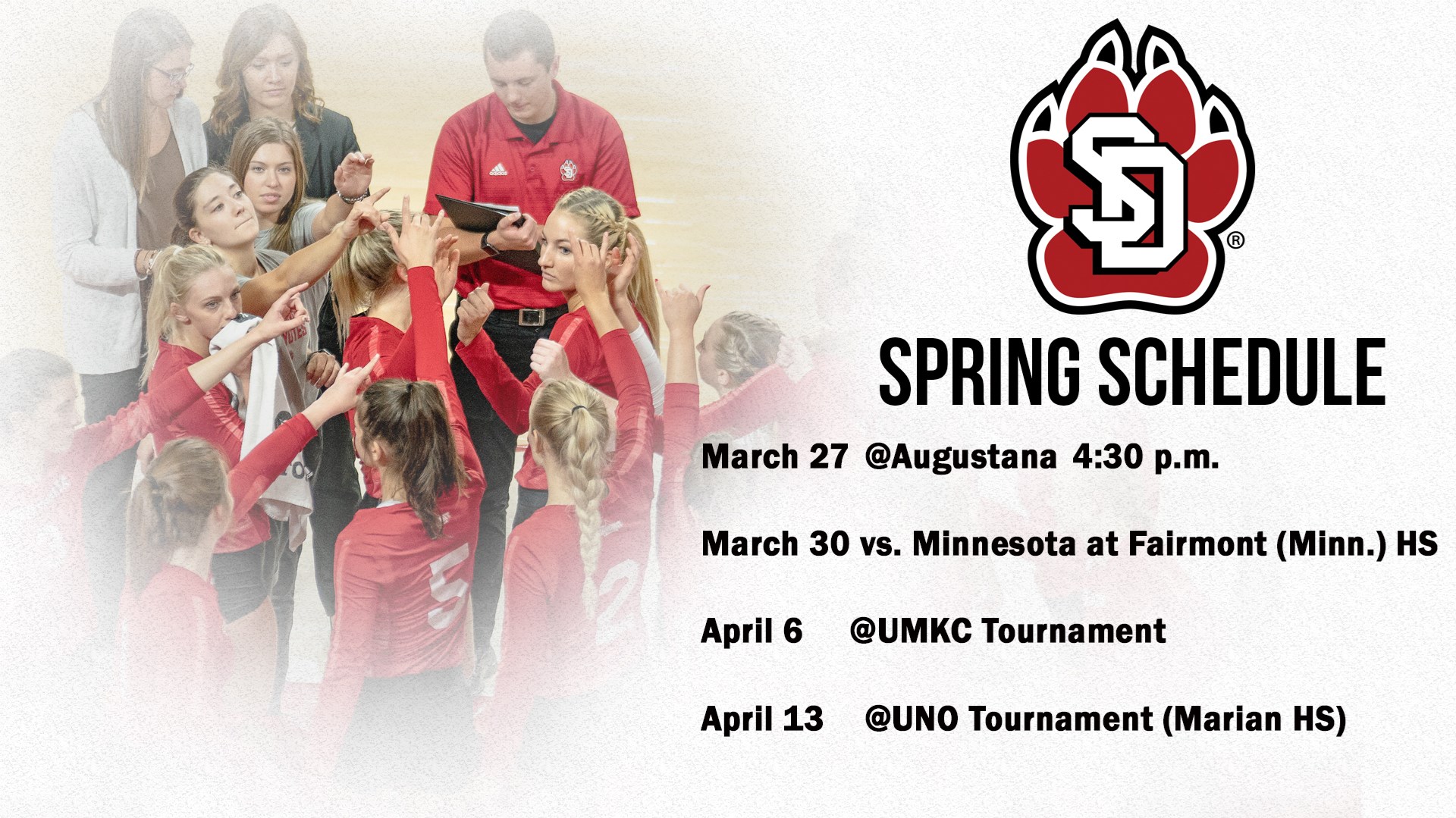 Volleyball to play four dates this spring University of South Dakota Athletics