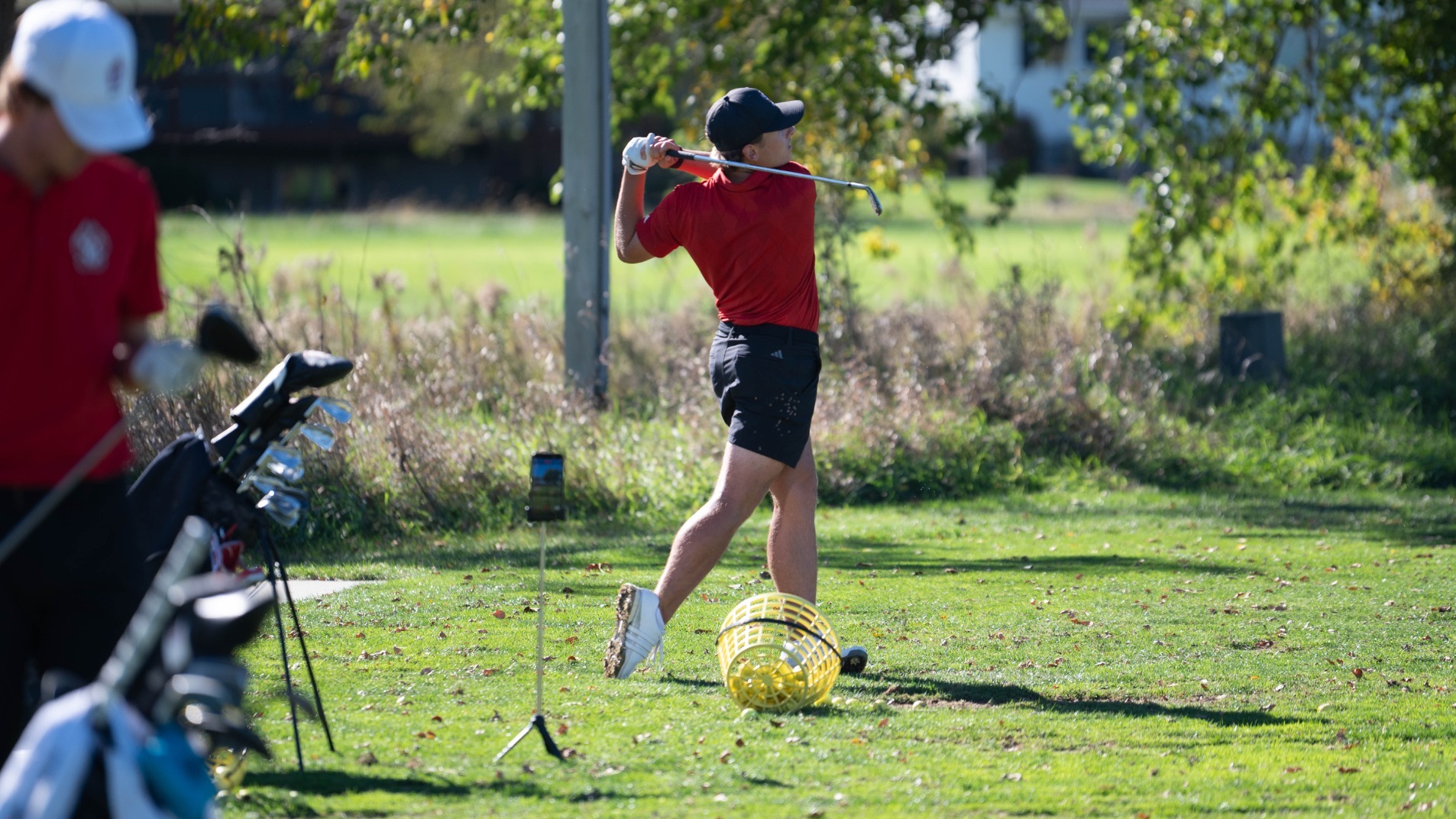 Holtz getting in work on the range.