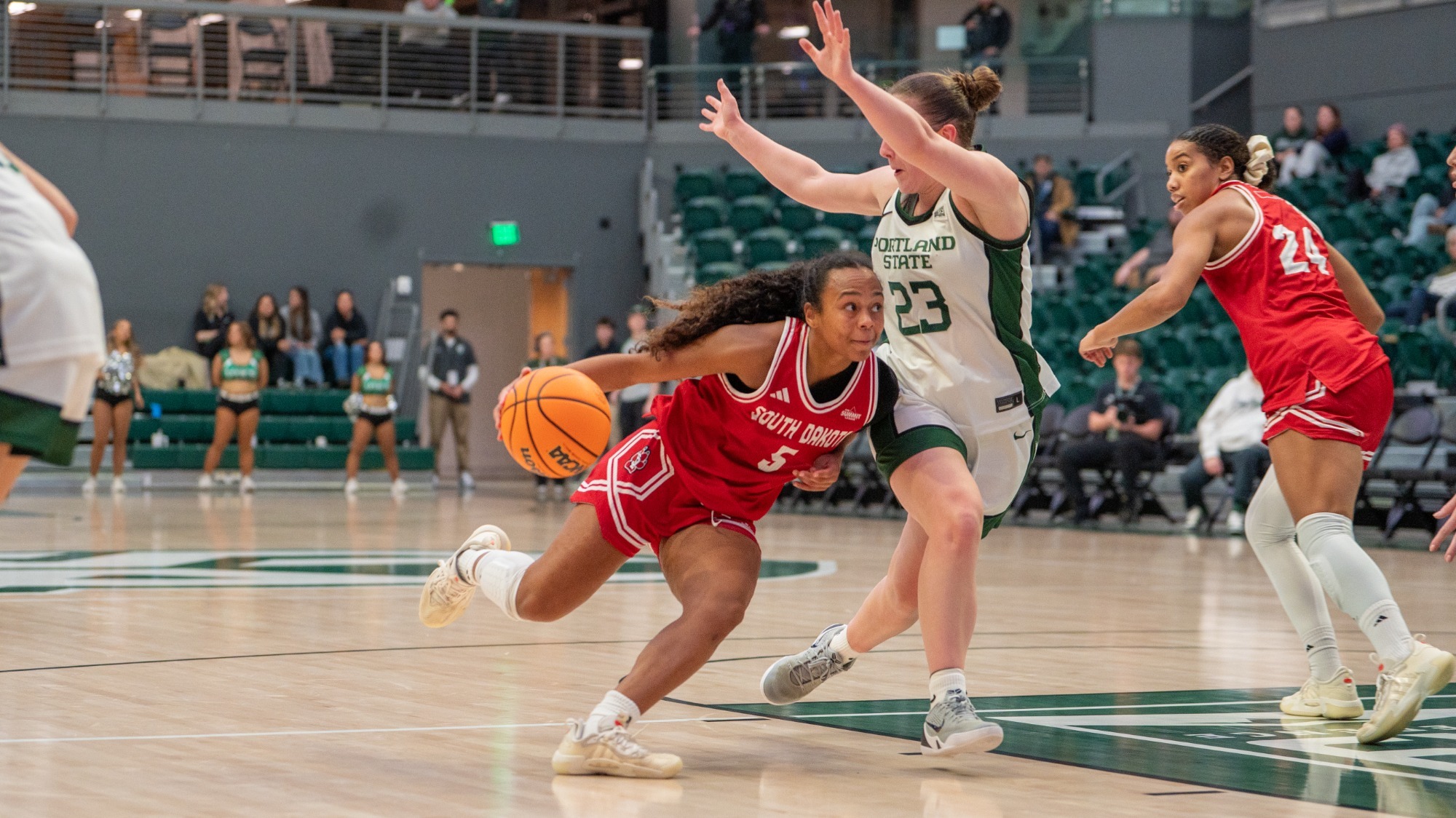 Angelina Robles drives to the basket at Portland State