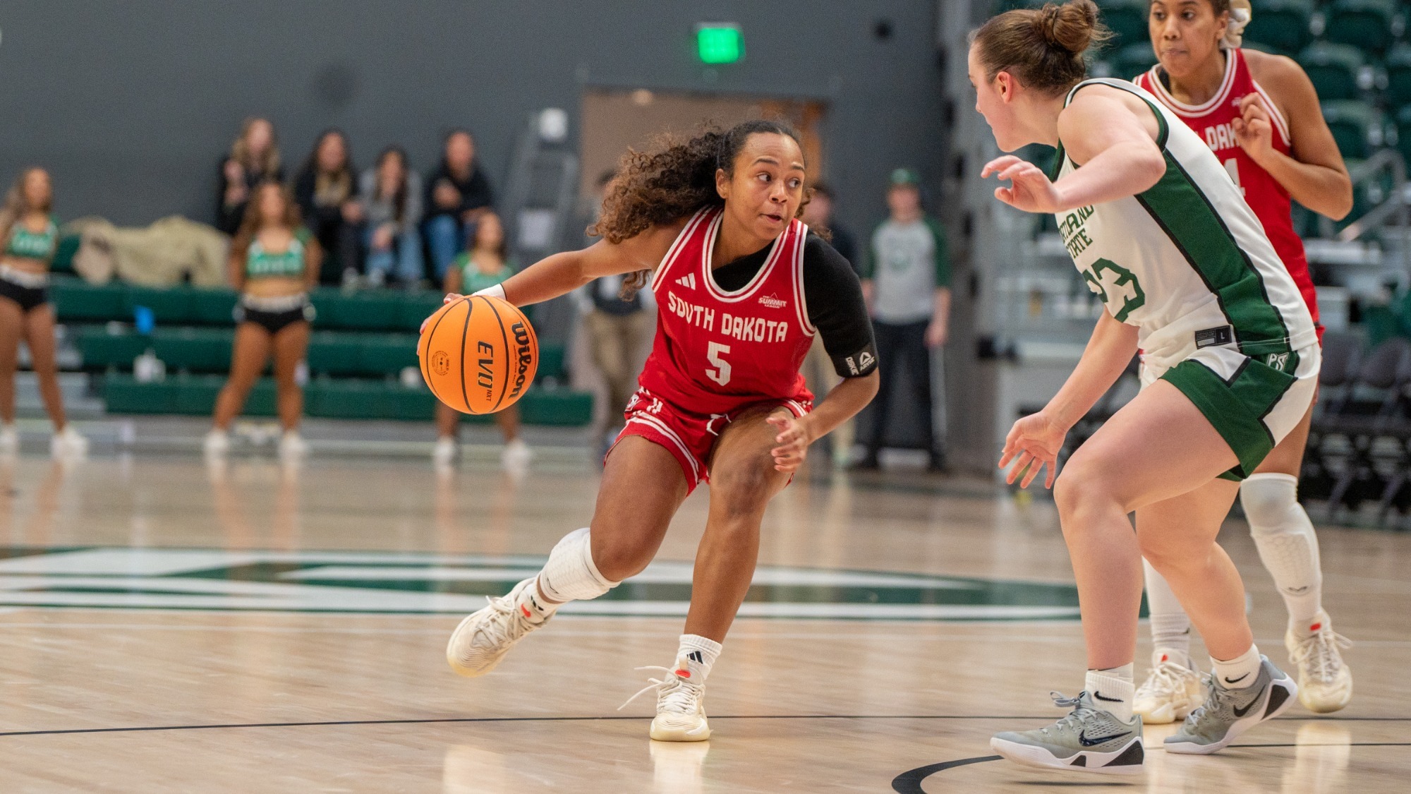 Angelina Robles drives to the basket against Portland State