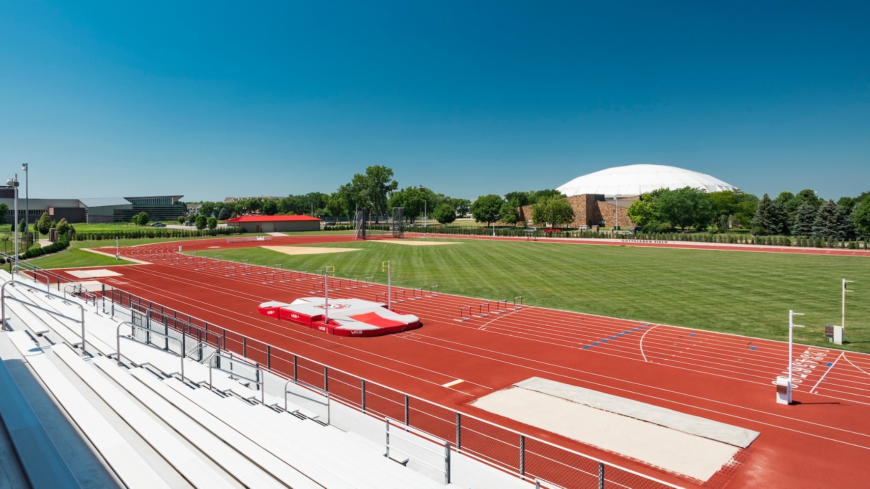 View of Lillibridge Track Complex from grandstands facing southwest