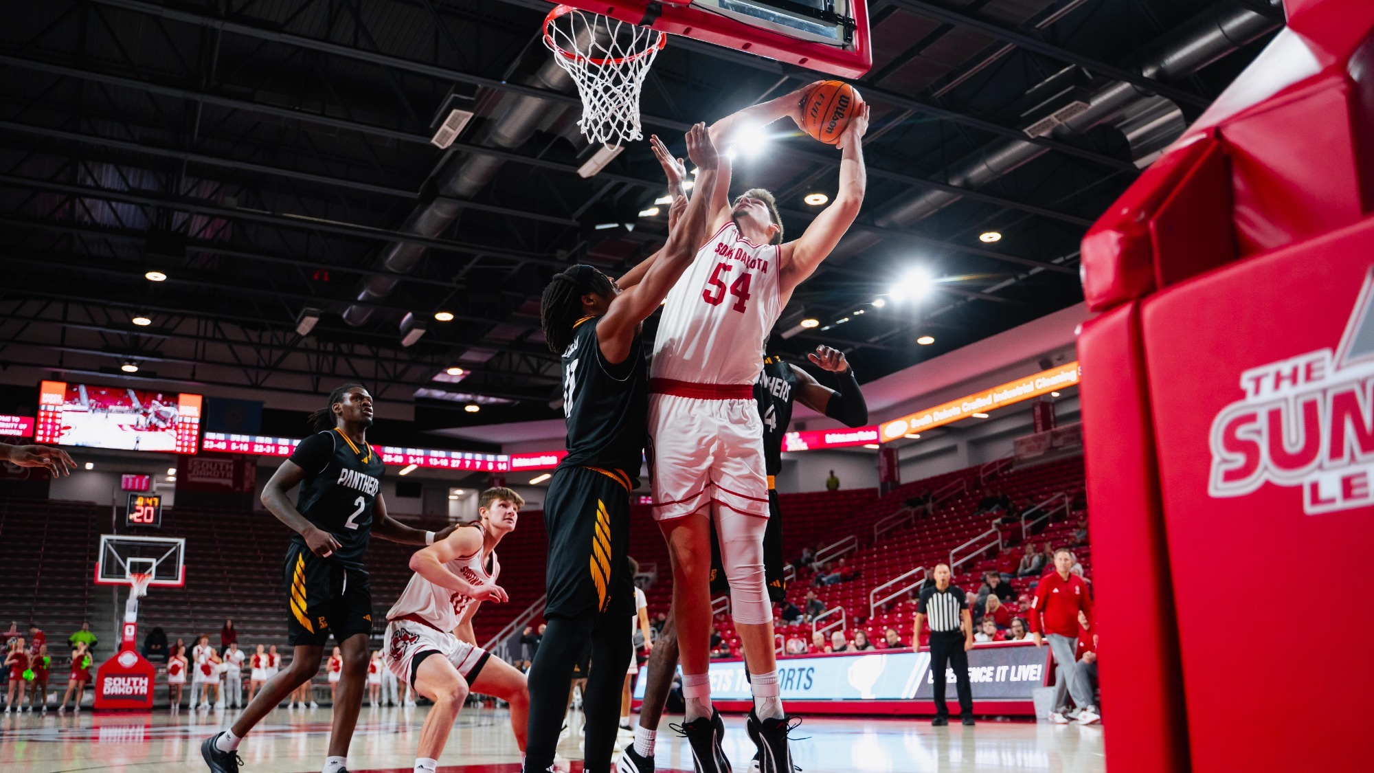 Cam Fens going up for a layup against PVAMU