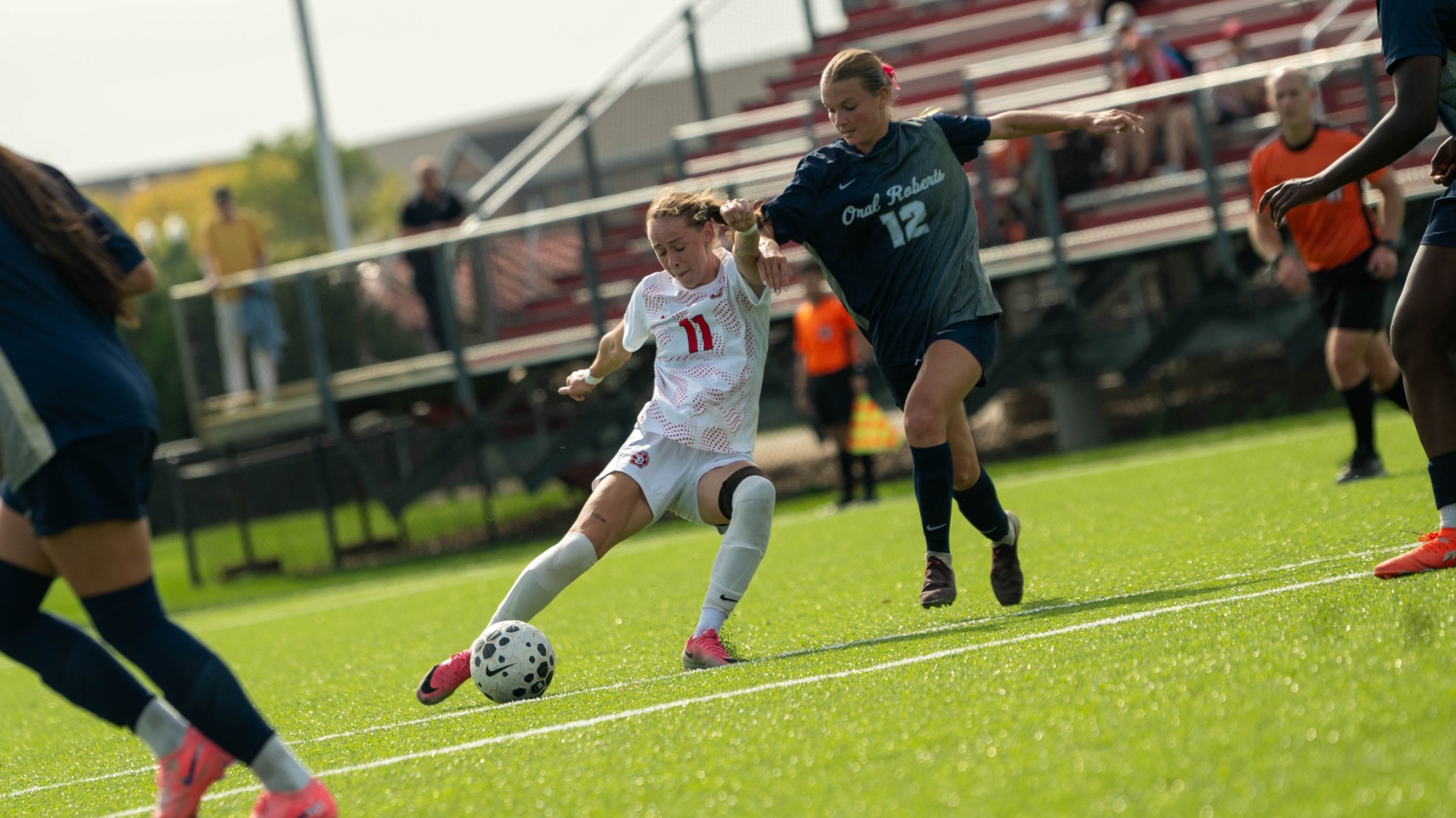 Brooke Conway taking a shot against Oral Roberts