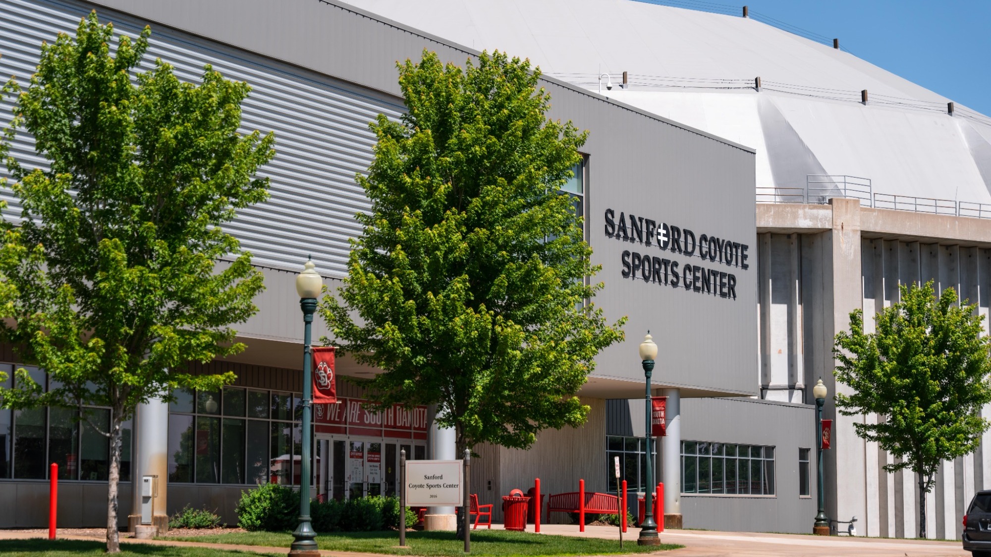 Photo of front entrance of the Sanford Coyote Sports Center