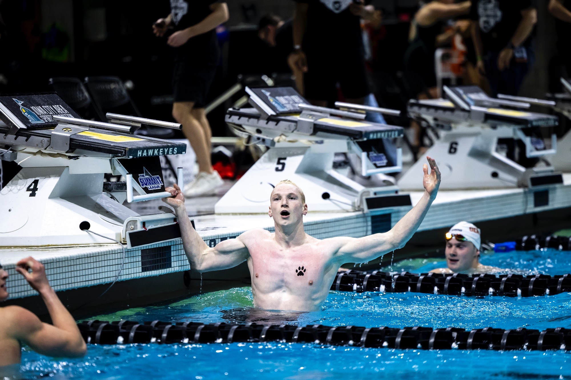 Nick Rounds after record breaking 50 free in conference finals
