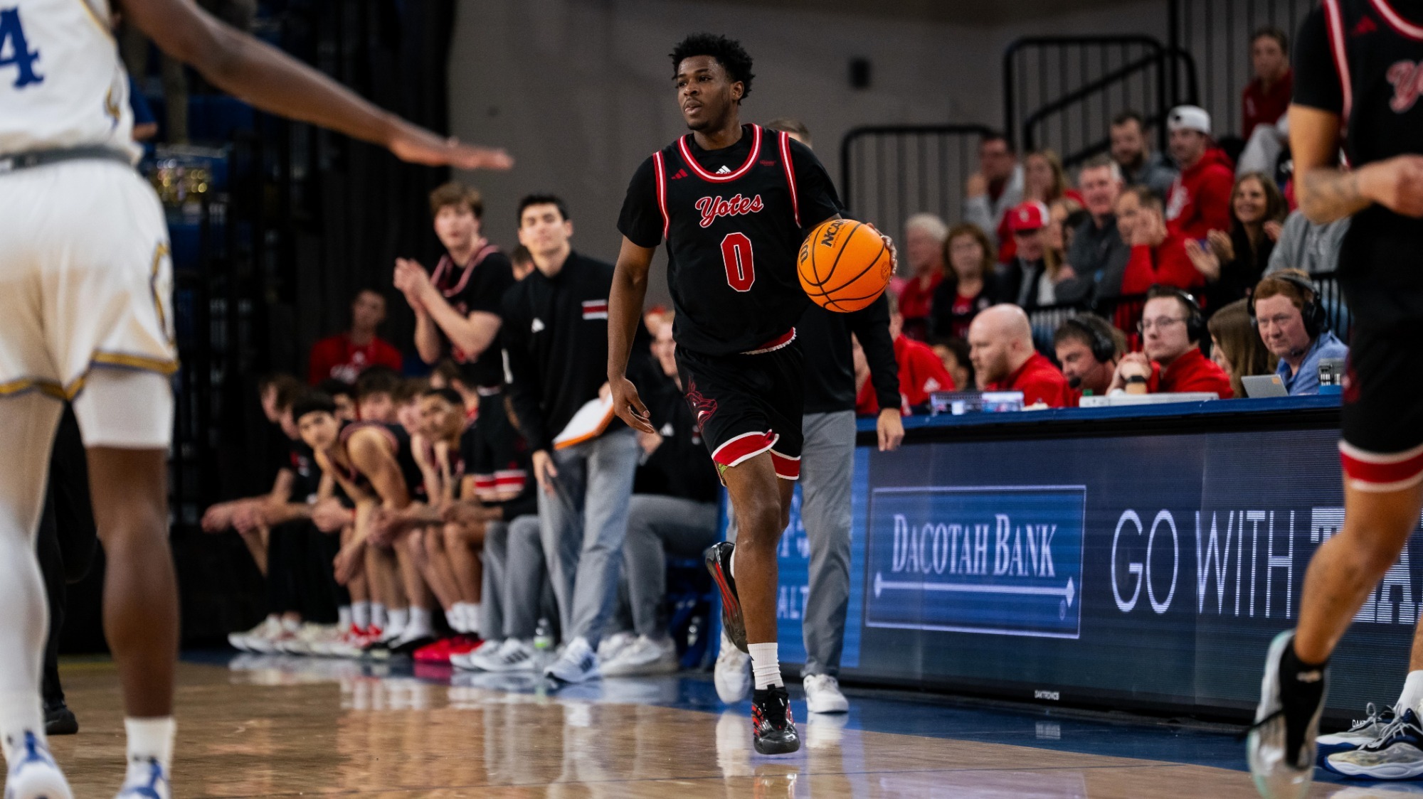 Jordan Crawford bringing the ball up against South Dakota State 2025-26