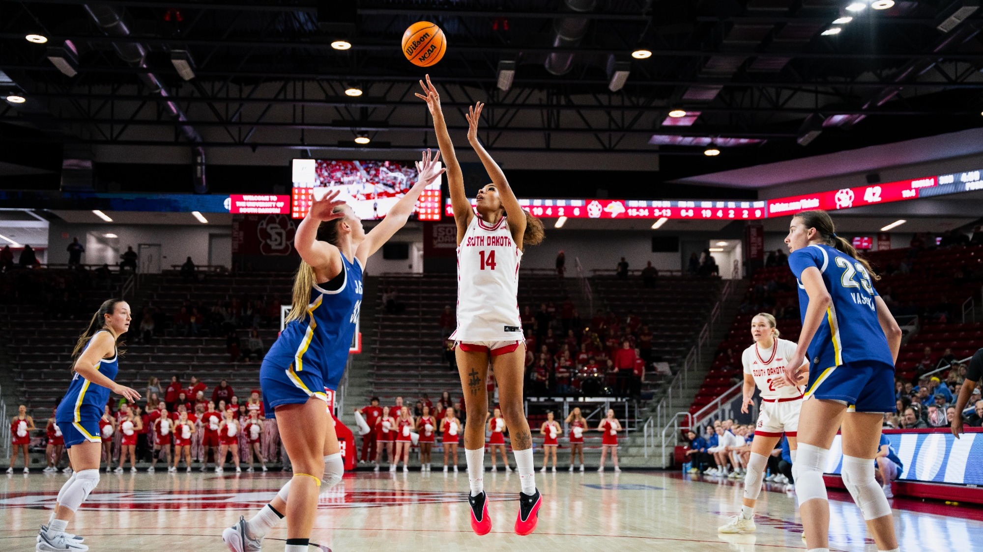 Josie Hill attempts a shot against South Dakota State