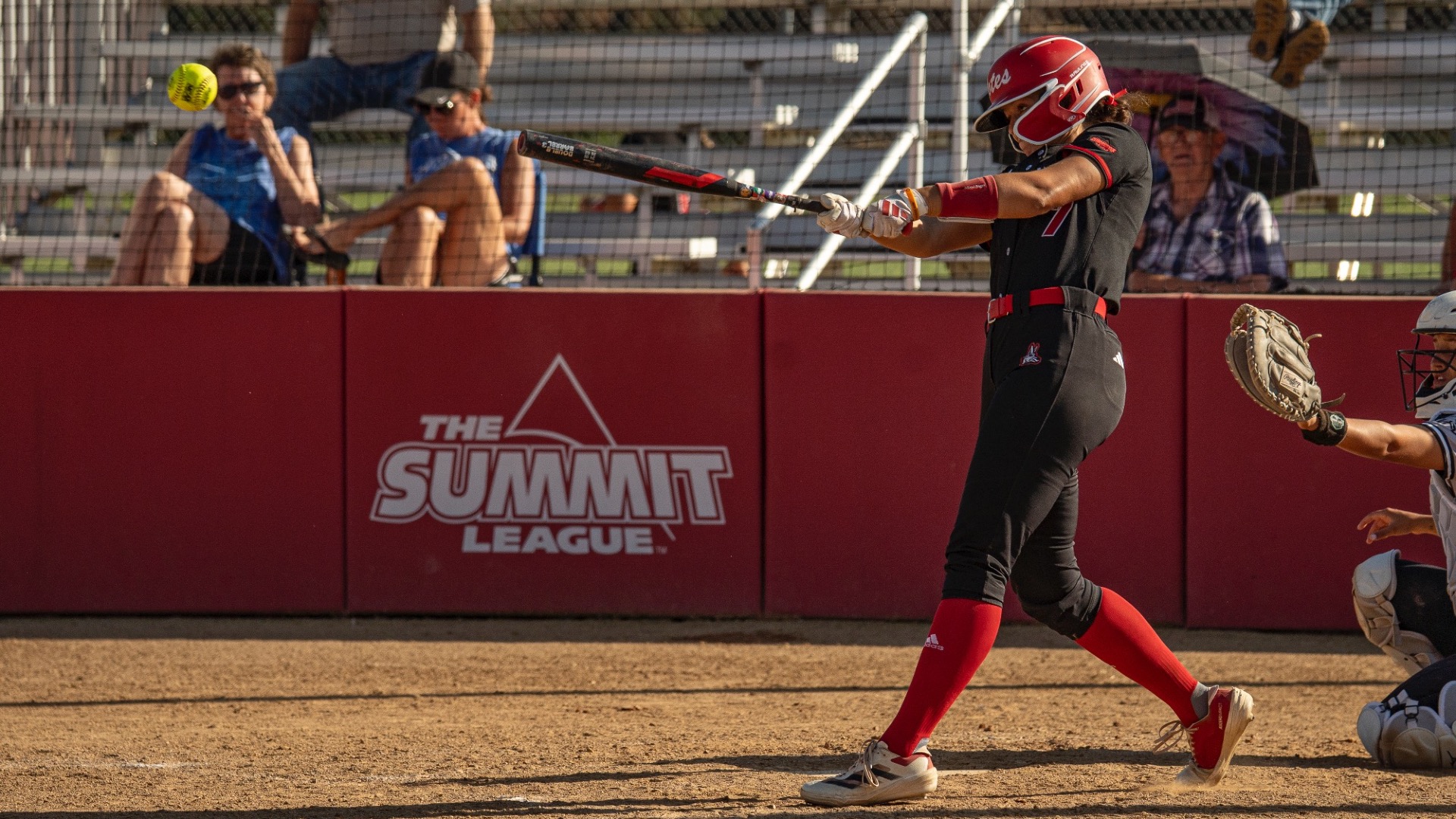 Abi Brown hitting during a fall game vs Kirkwood CC