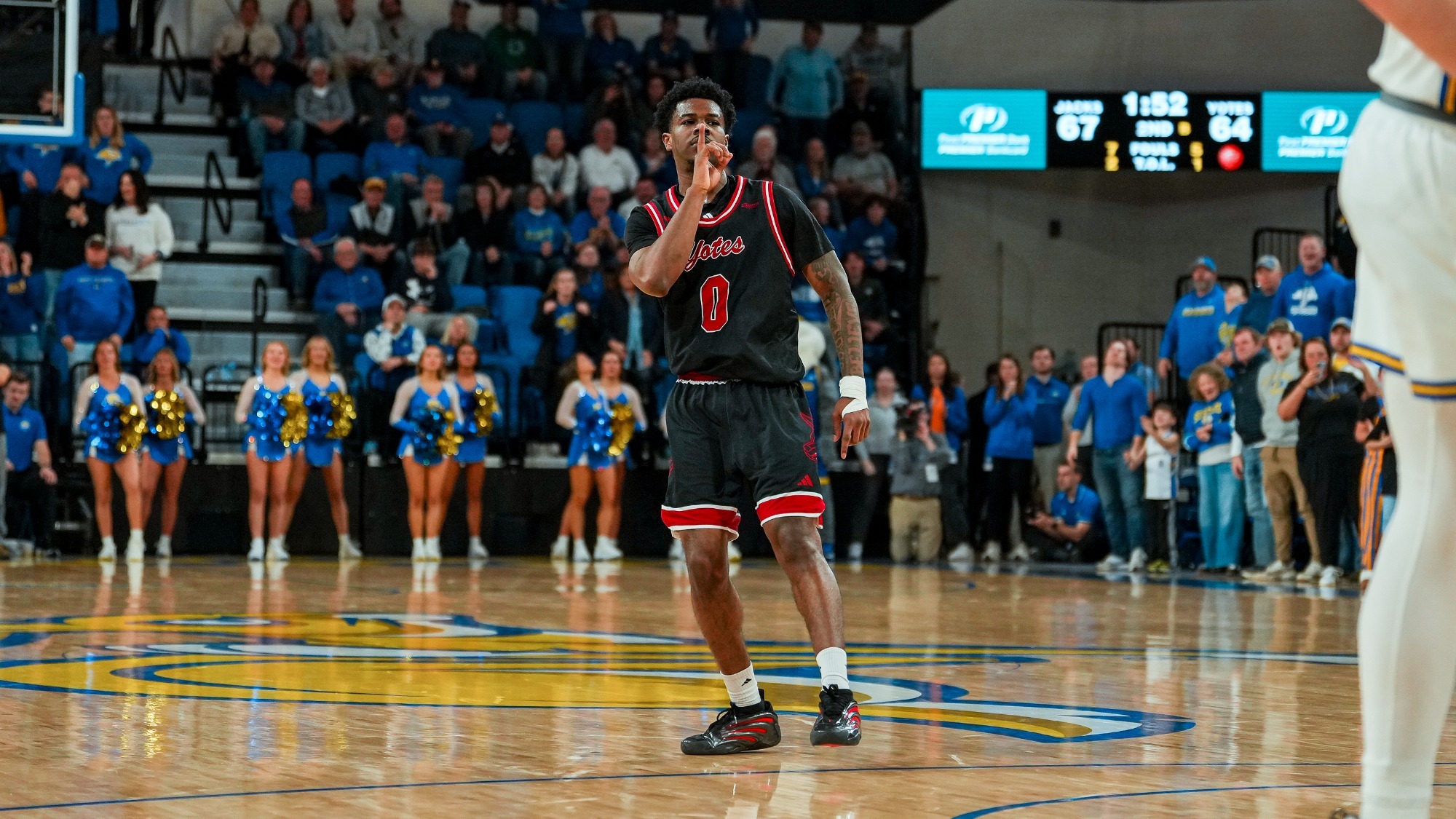 Jordan Crawford hushing the crowd at SDSU 020726