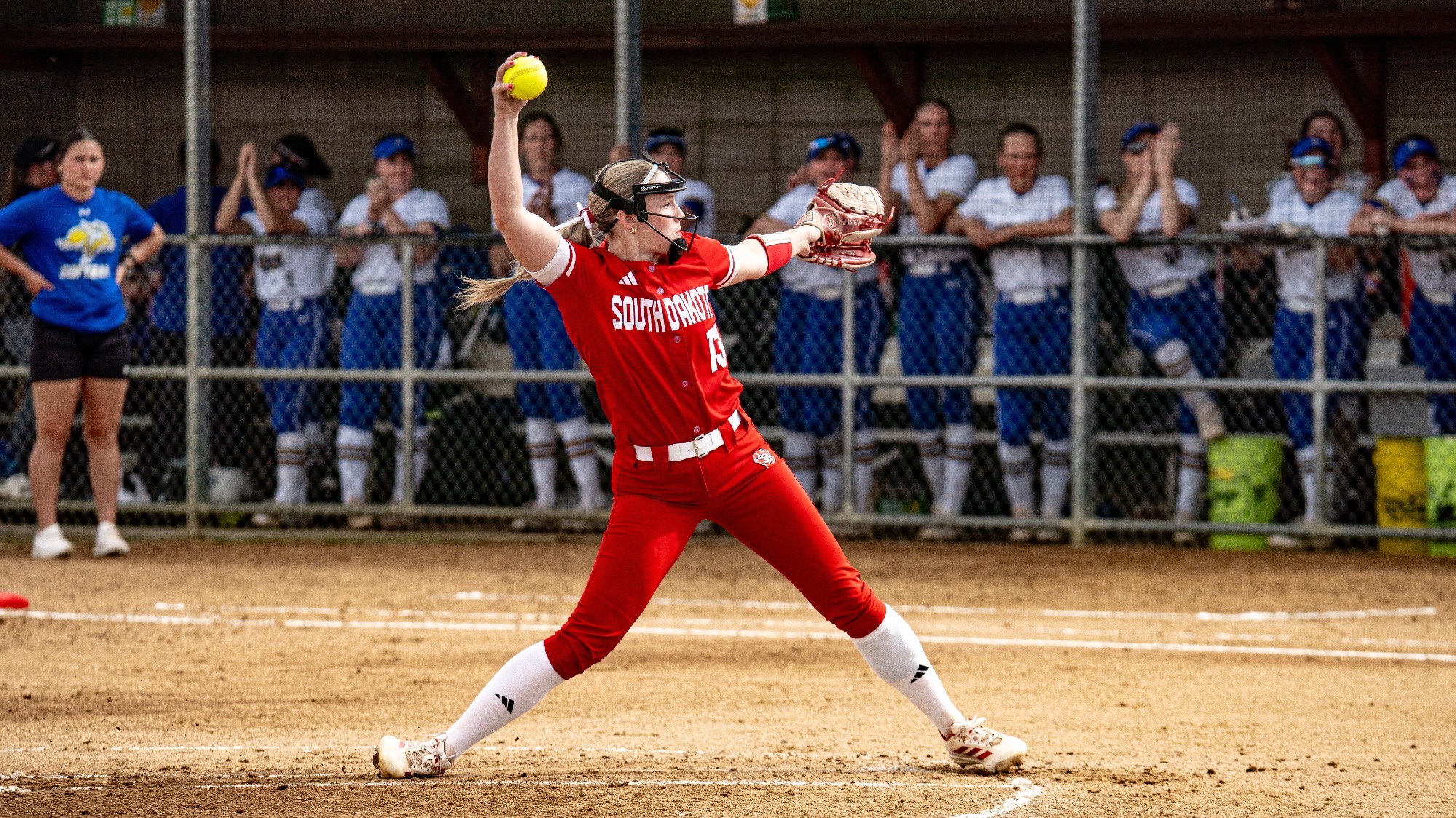 Madison Evans pitching during home game vs SDSU