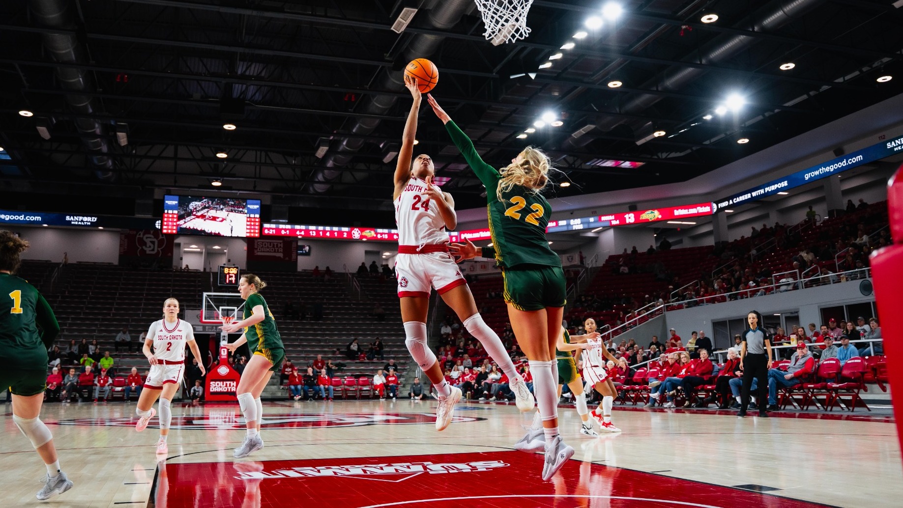 Elise Turrubiates goes up for a shot against North Dakota State in the SCSC