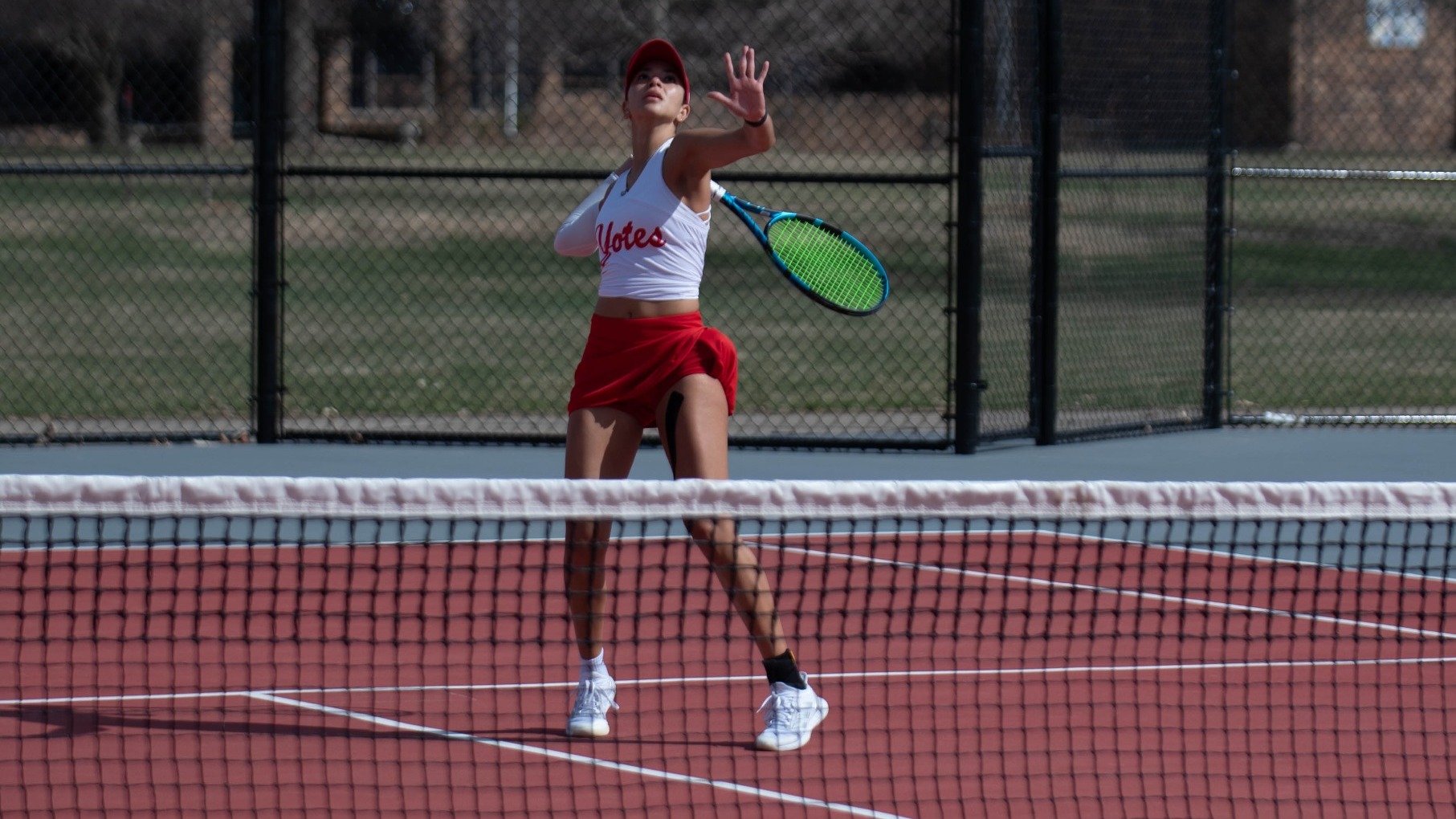 Selena Bird returns a serve against Kansas City