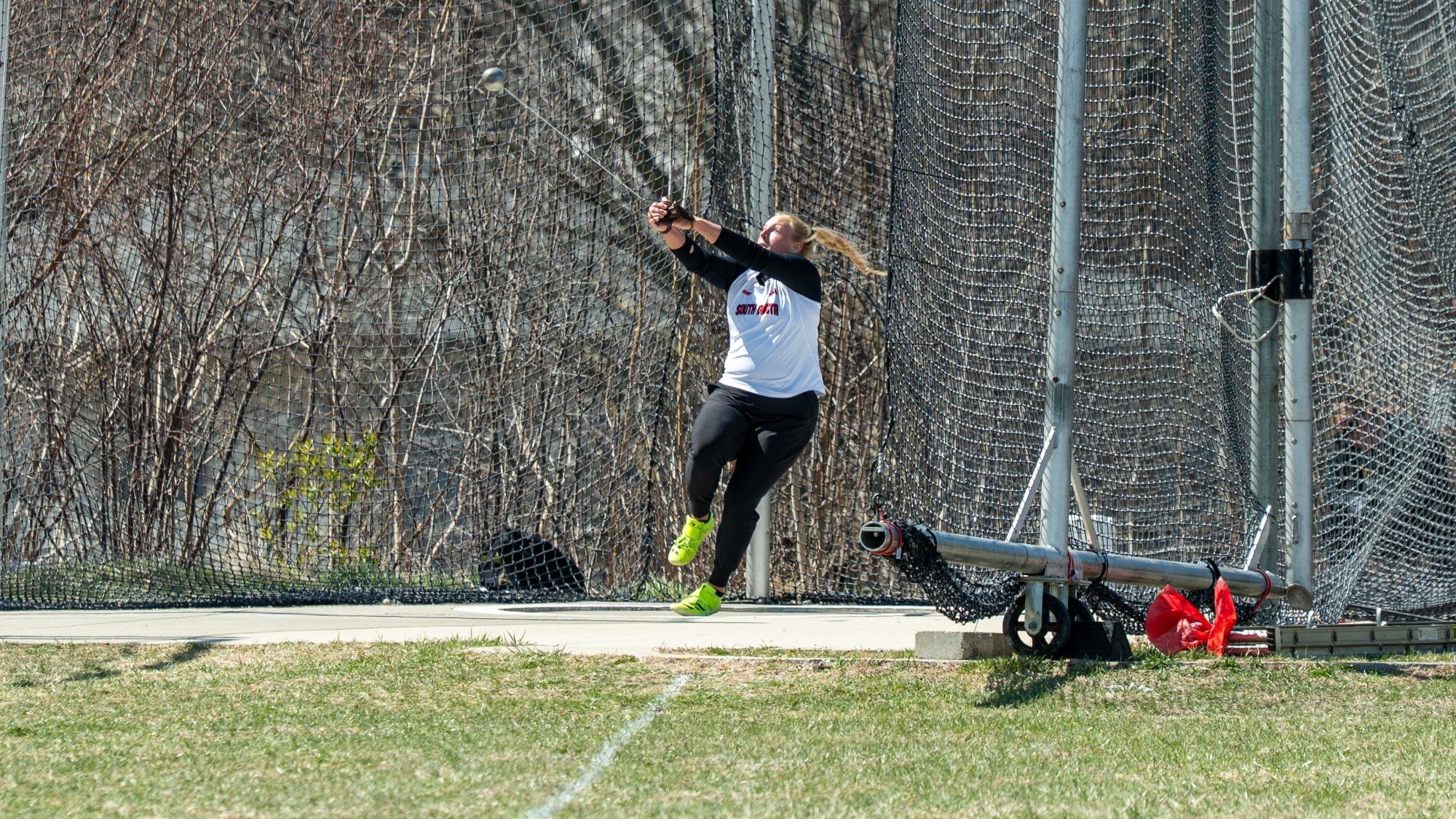 Delaney Smith competes in the hammer throw at the Sioux City Relays