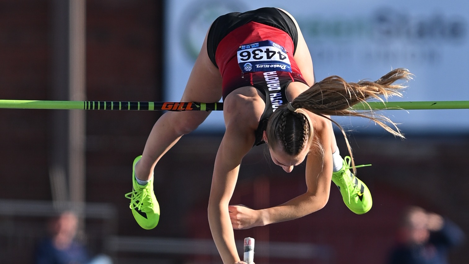 Anna Willis competes in the pole vault at the Drake Relays this season
