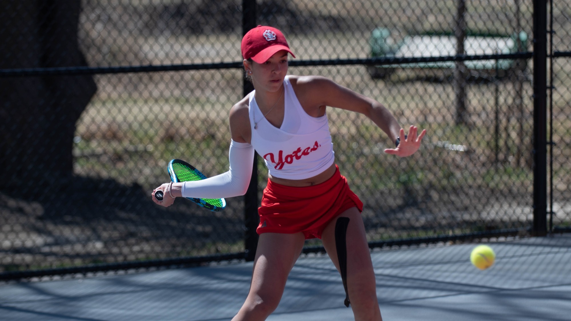 Selena Bird returning match point serve