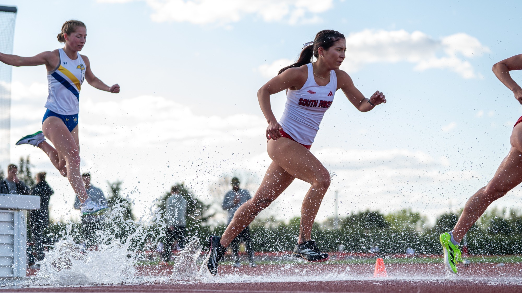 Jade Ecoffey competes in the 3000-meter steeple at the Lillibridge Track Complex