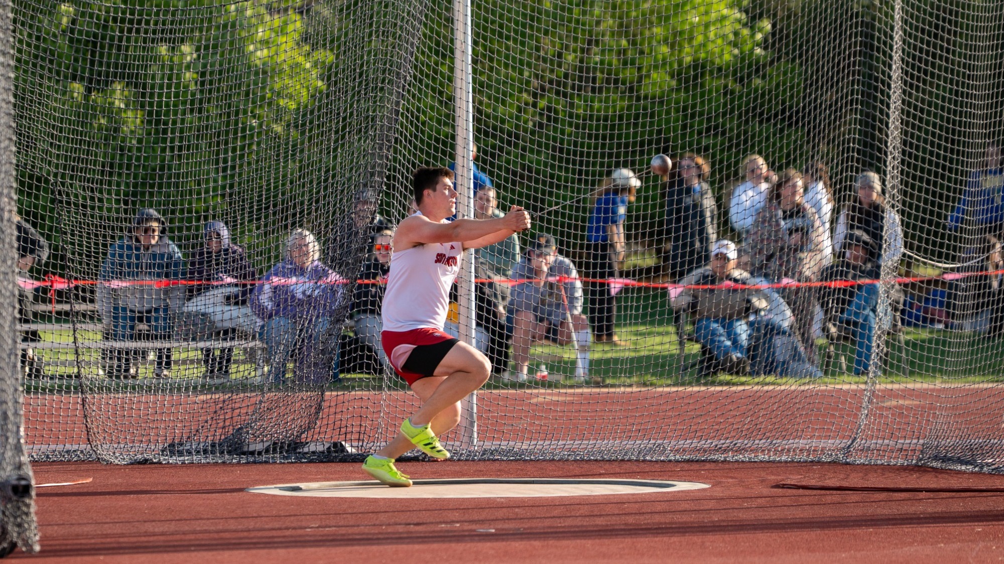 Quincy Warrren competes in the hammer throw at the South Dakota Challenge