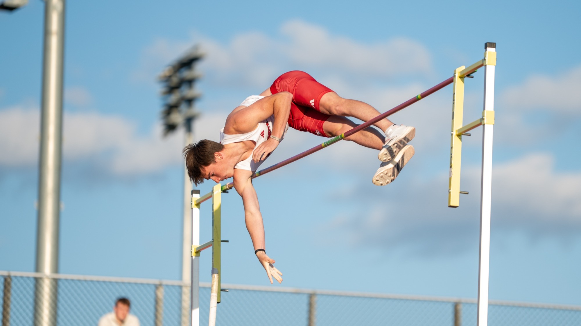 Caelan Harland competes at a home meet earlier this season