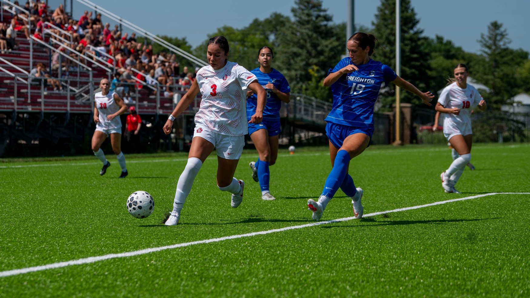 Klarissa Vega on the attack against Creighton