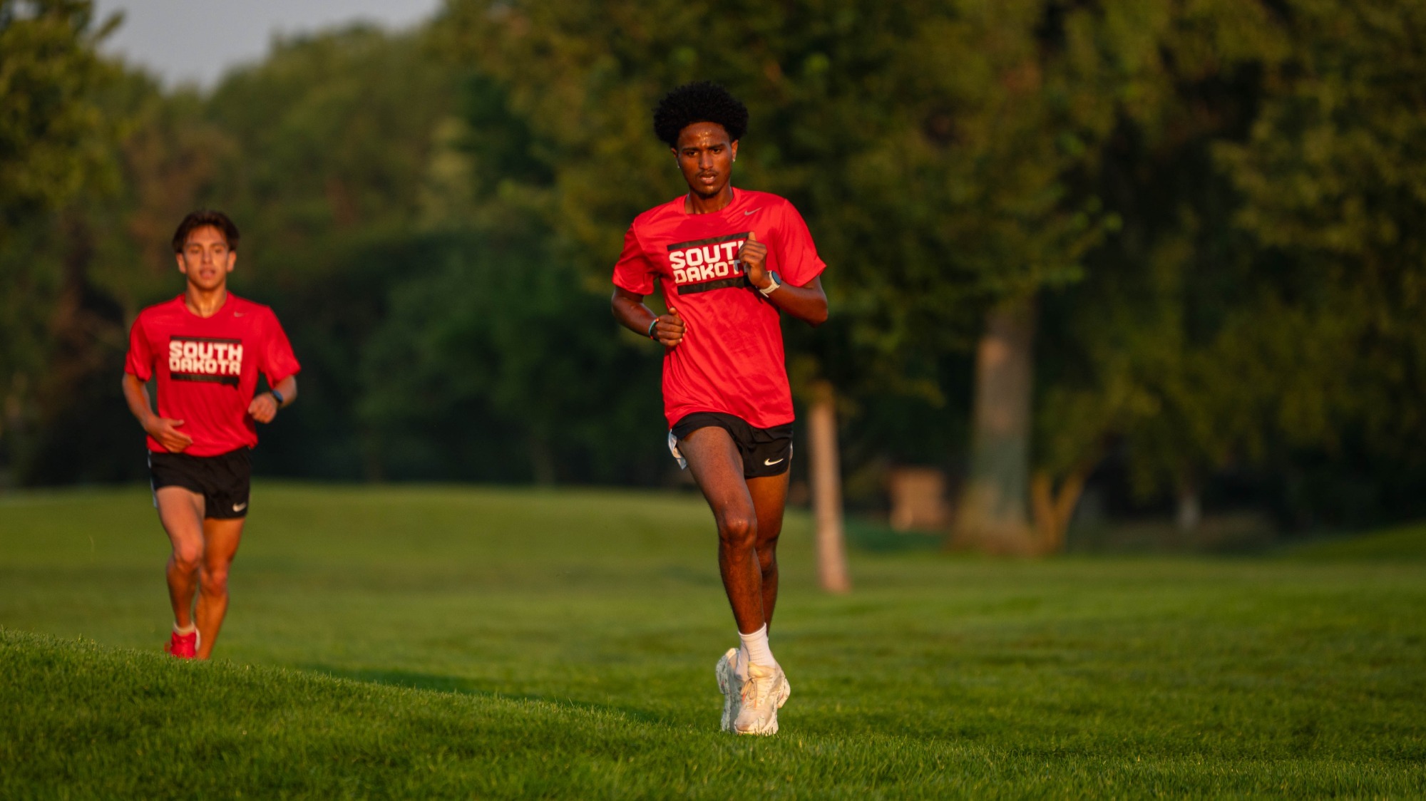 Natnael Kifle and Isaac Ochoa train at the Bluffs during a fall practice