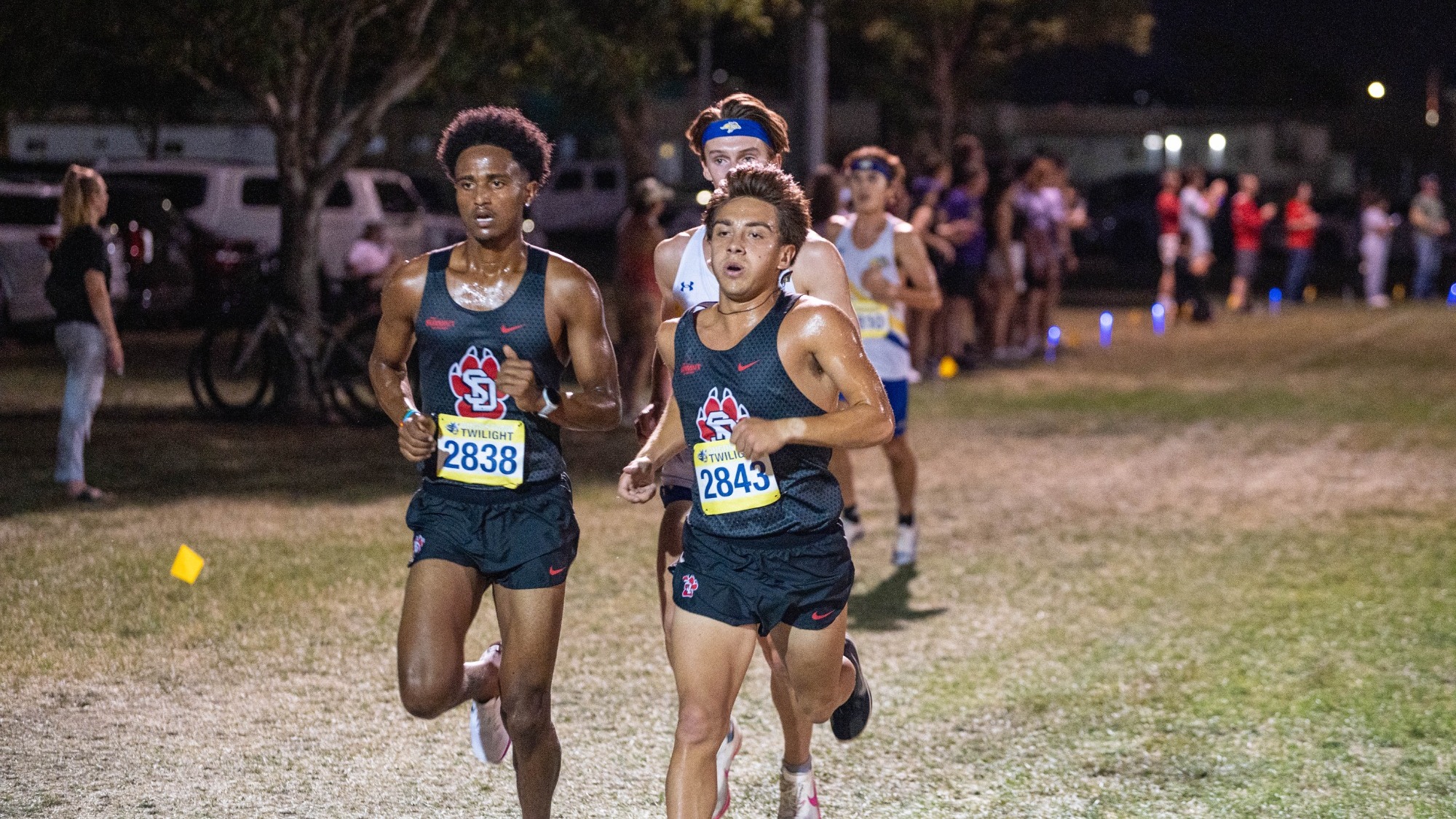 Isaac Ochoa leads the pack at the Augustana Twilight Friday night in Sioux Falls