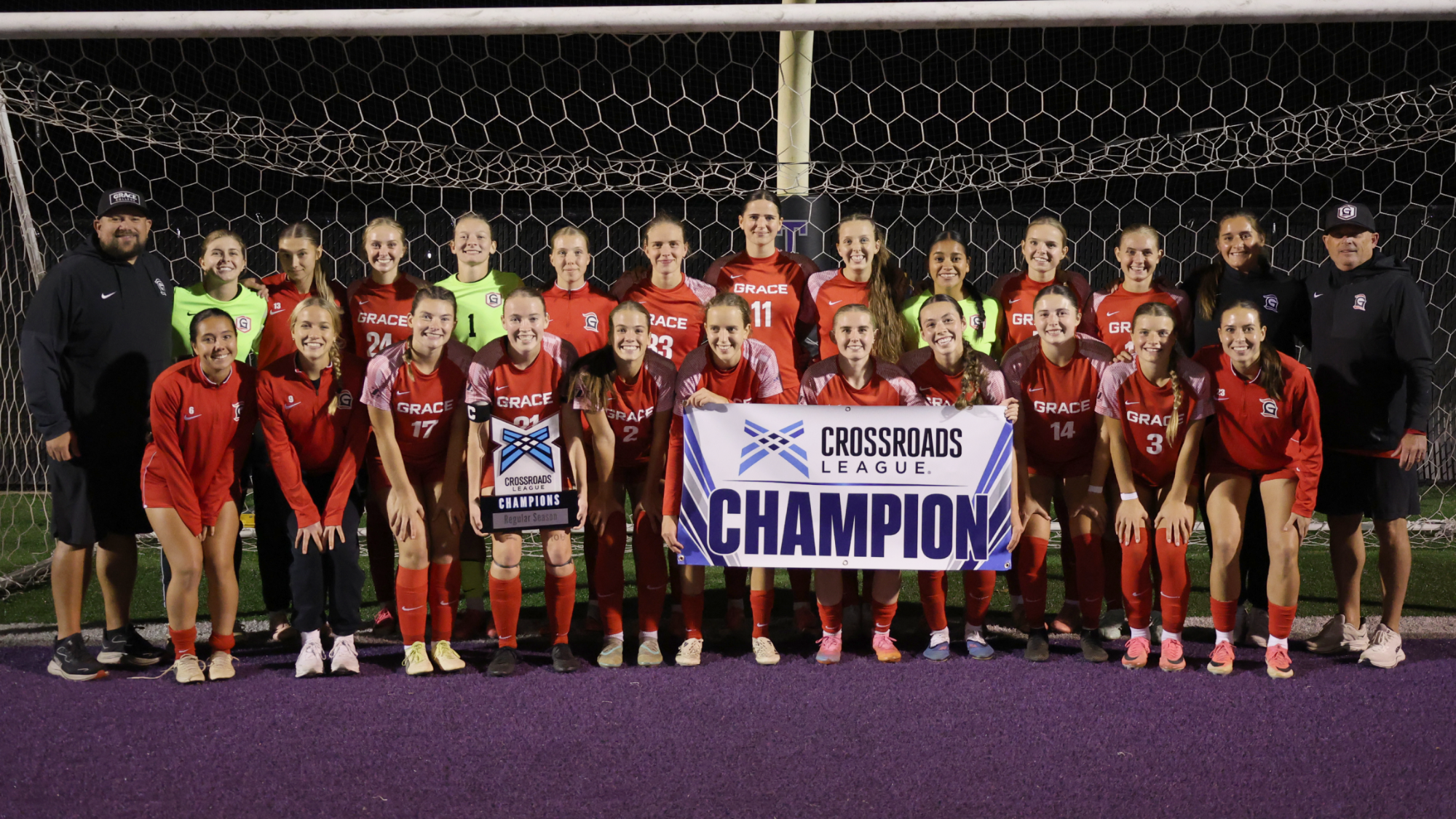 2026 Crossroads League champs Grace women's soccer 2026