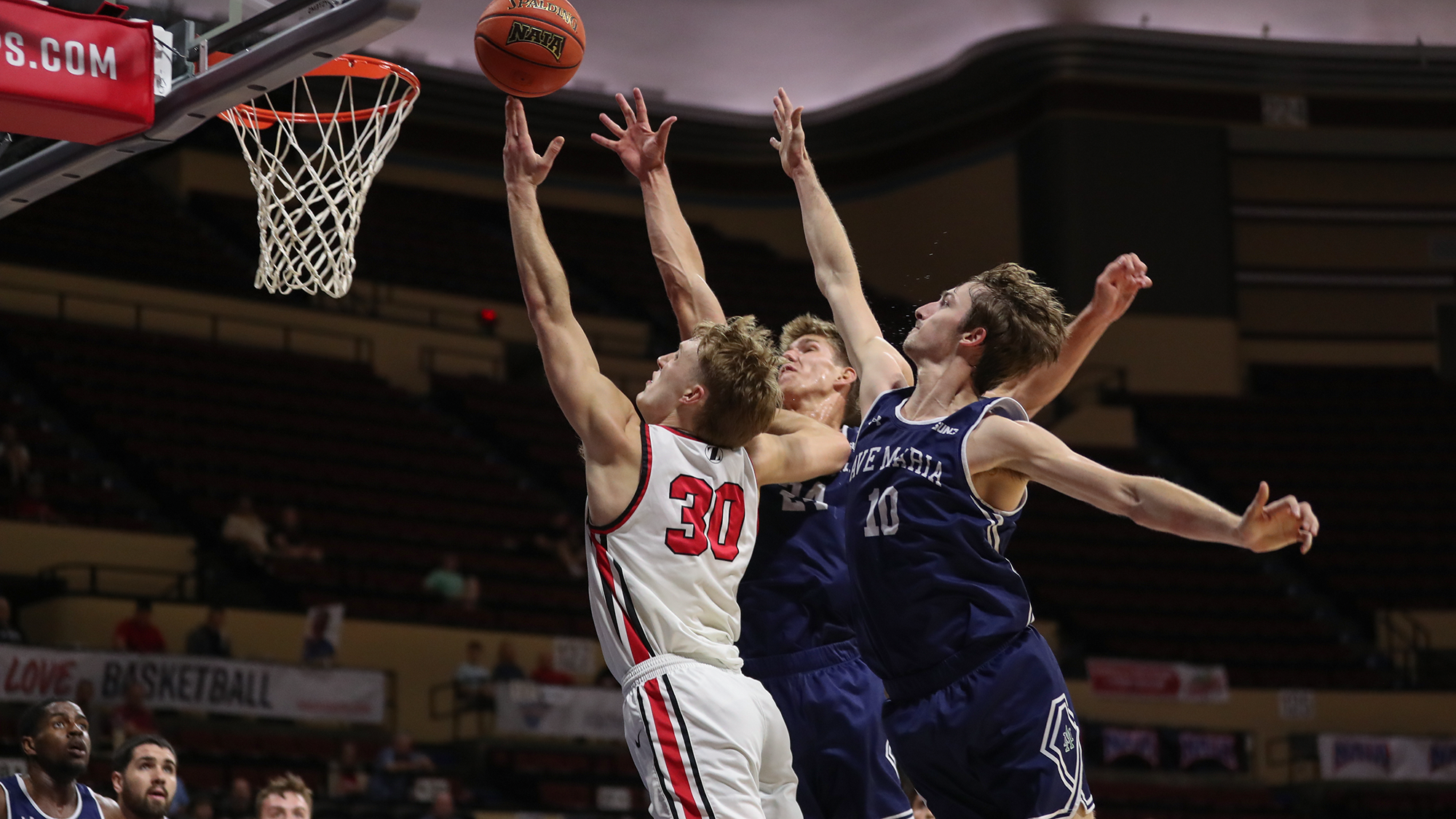 Gage Sefton rise layup contested MBB 2026